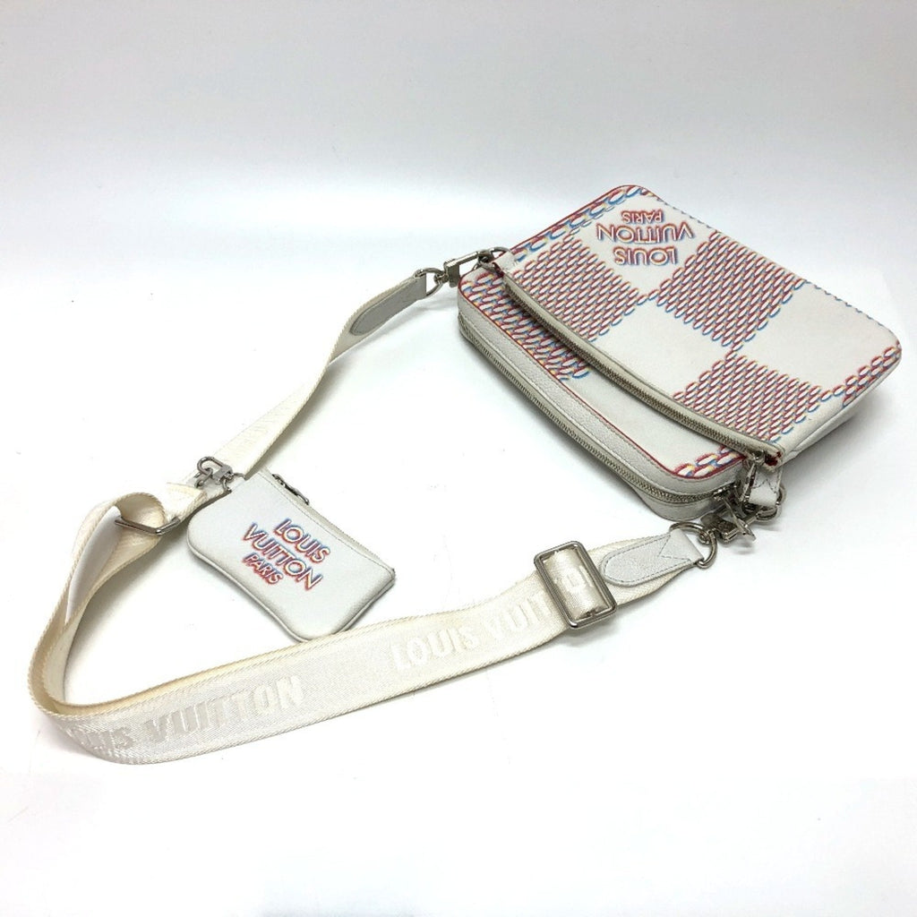 Louis Vuitton White Yellow Damier Canvas Pouch Shoulder Bag