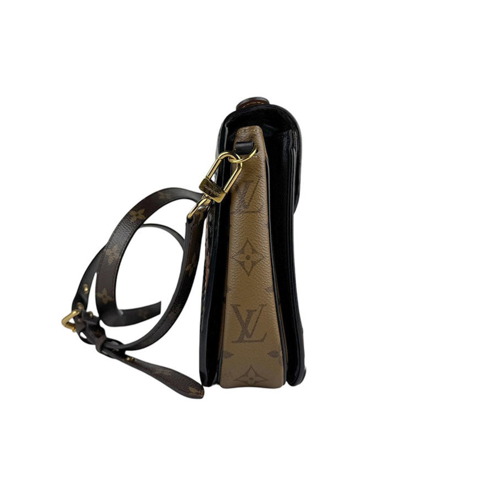 Louis Vuitton Black Brown Monogram Leather Handbag Pochette Shoulder Bag