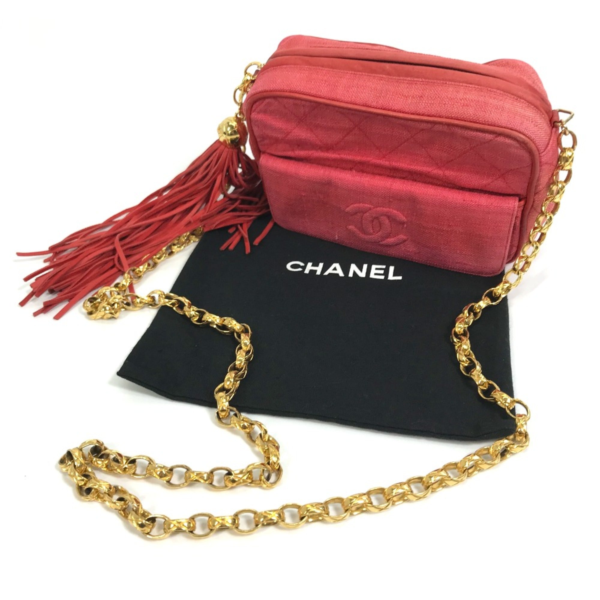 Chanel Red Cloth Shoulder Bag