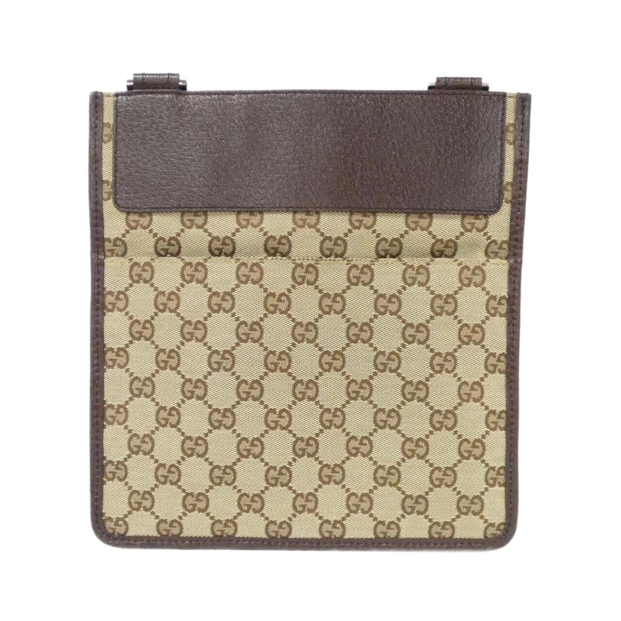 Gucci Beige Brown Gg Canvas Shoulder Bag (Pre-Owned)