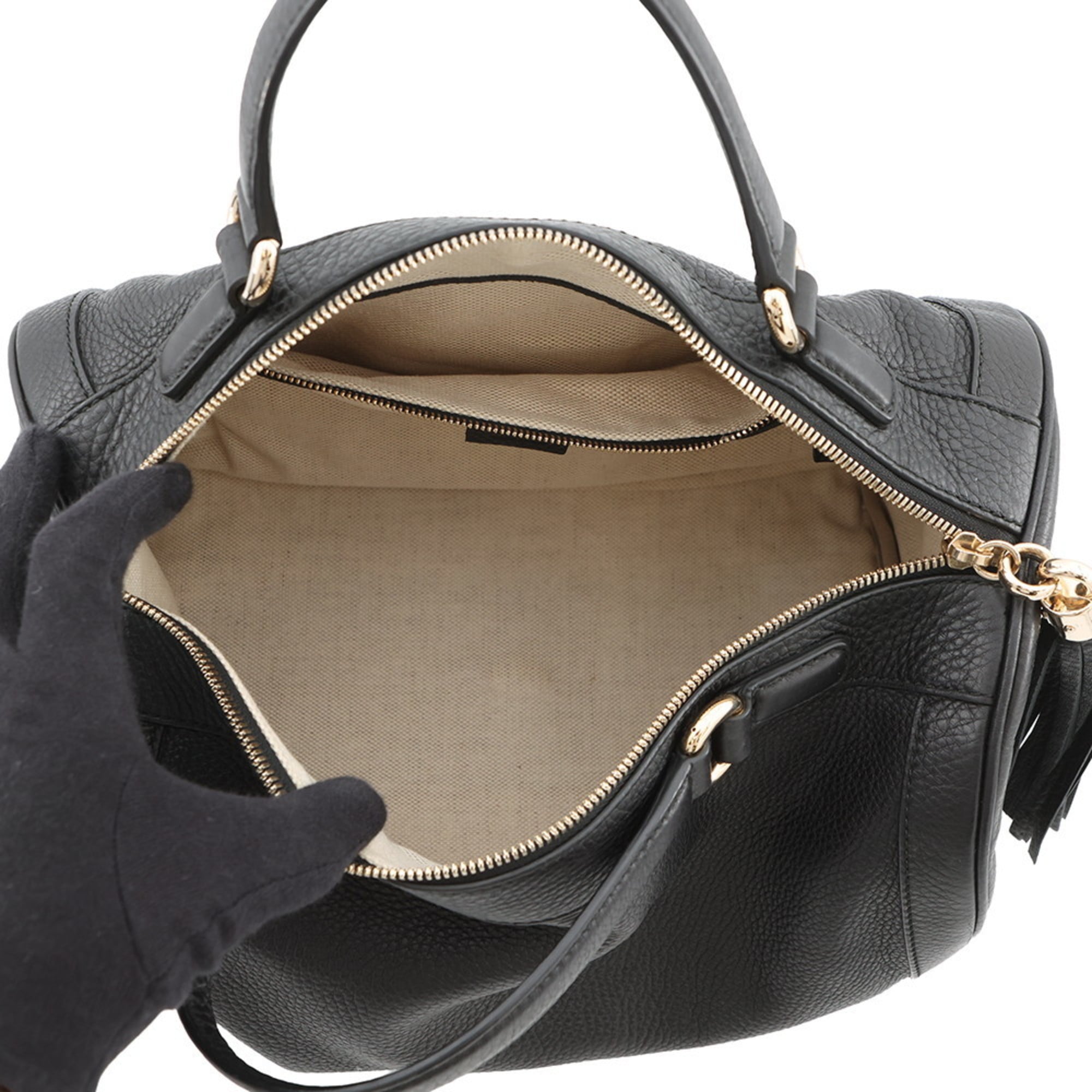 Gucci Black Leather Boston Bag (Pre-Owned)