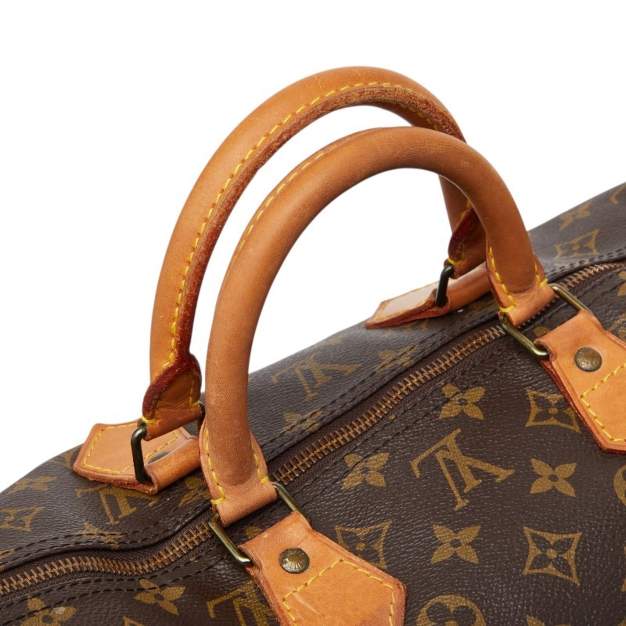 Louis Vuitton Brown Pvc Leather Boston Bag Handbag