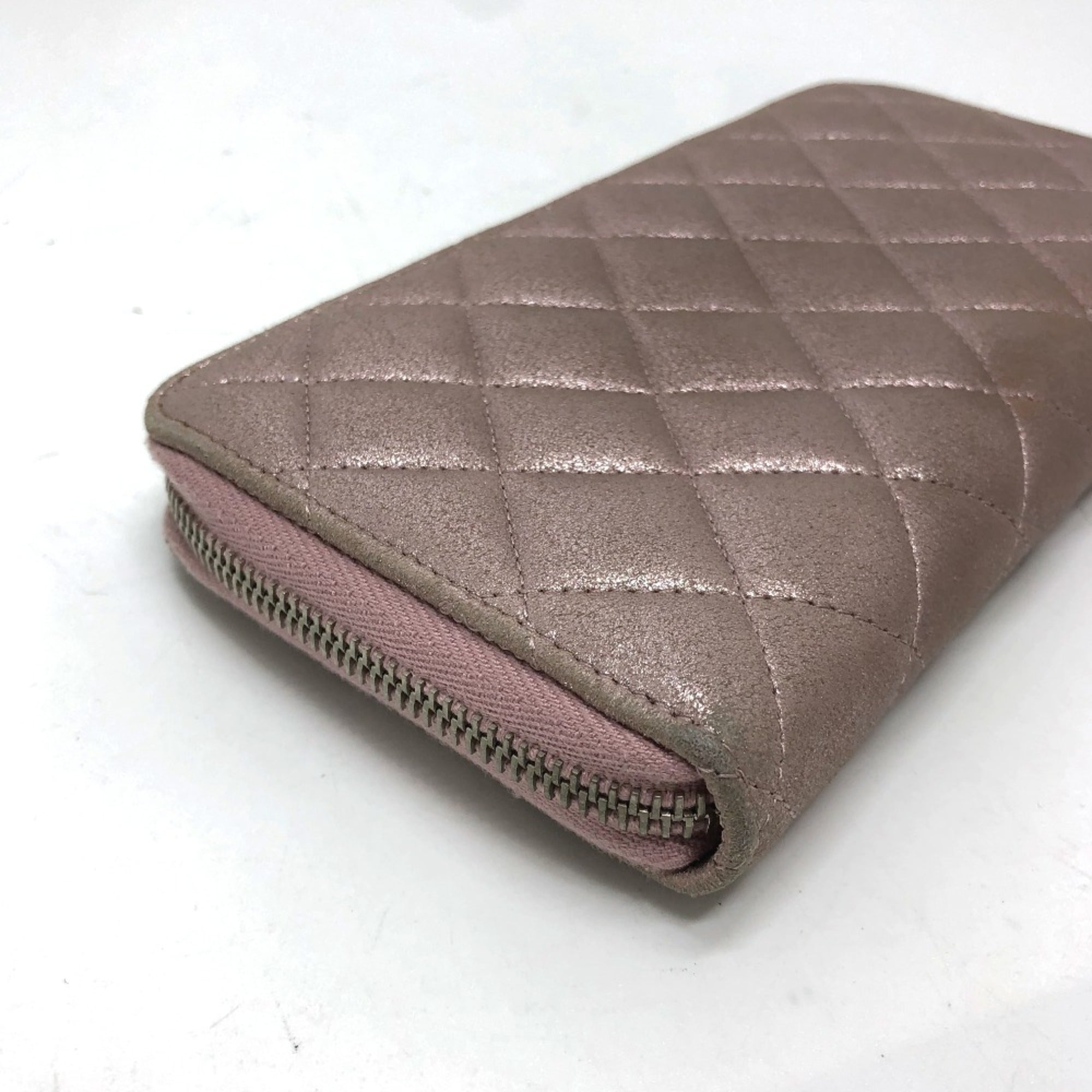 Chanel Pink Leather Long Wallet (Bi-Fold)