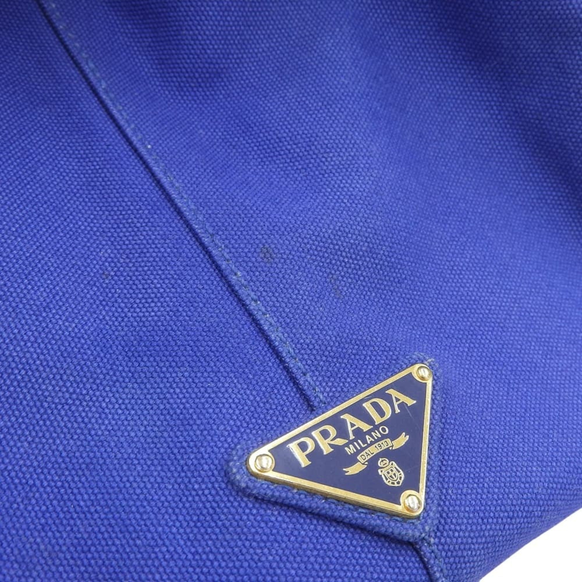 Prada Blue Canvas Handbag Tote Bag