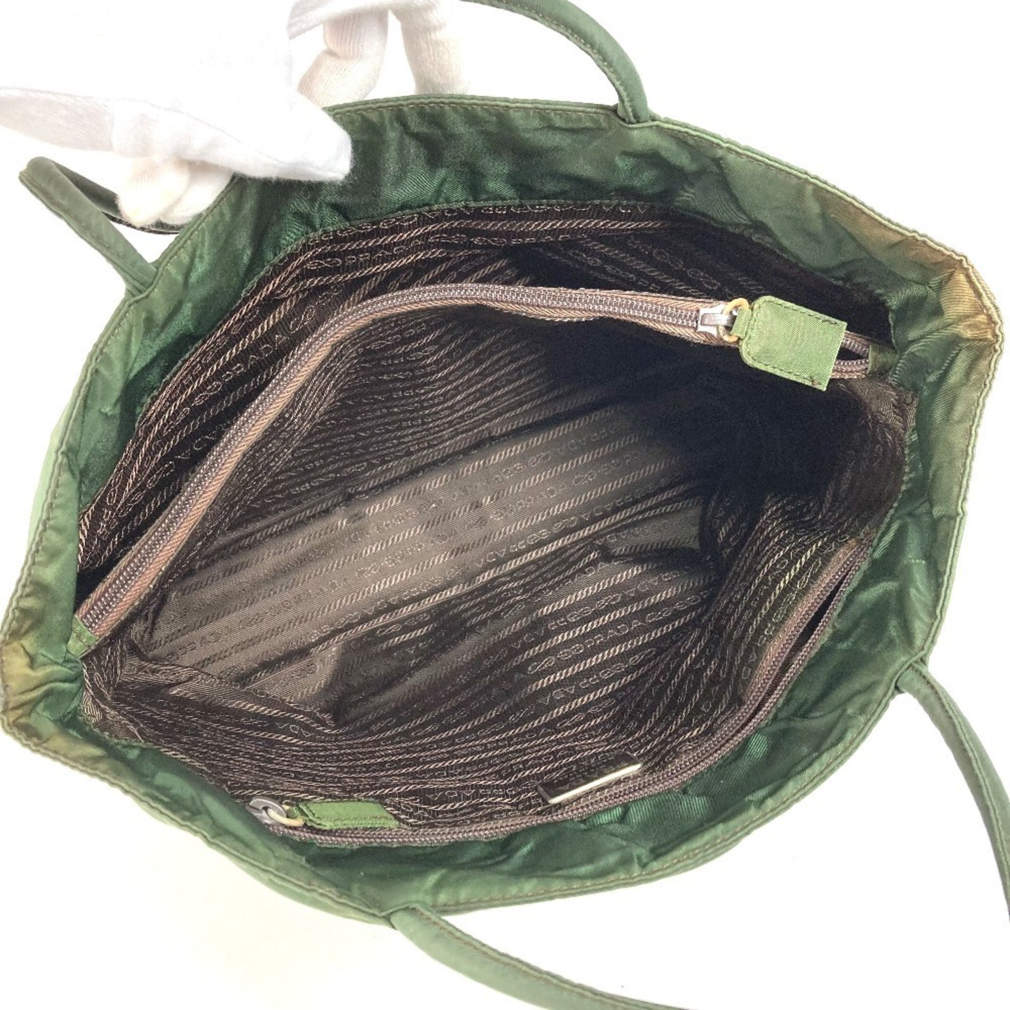 Prada Khaki Nylon Shoulder Bag Tote Bag