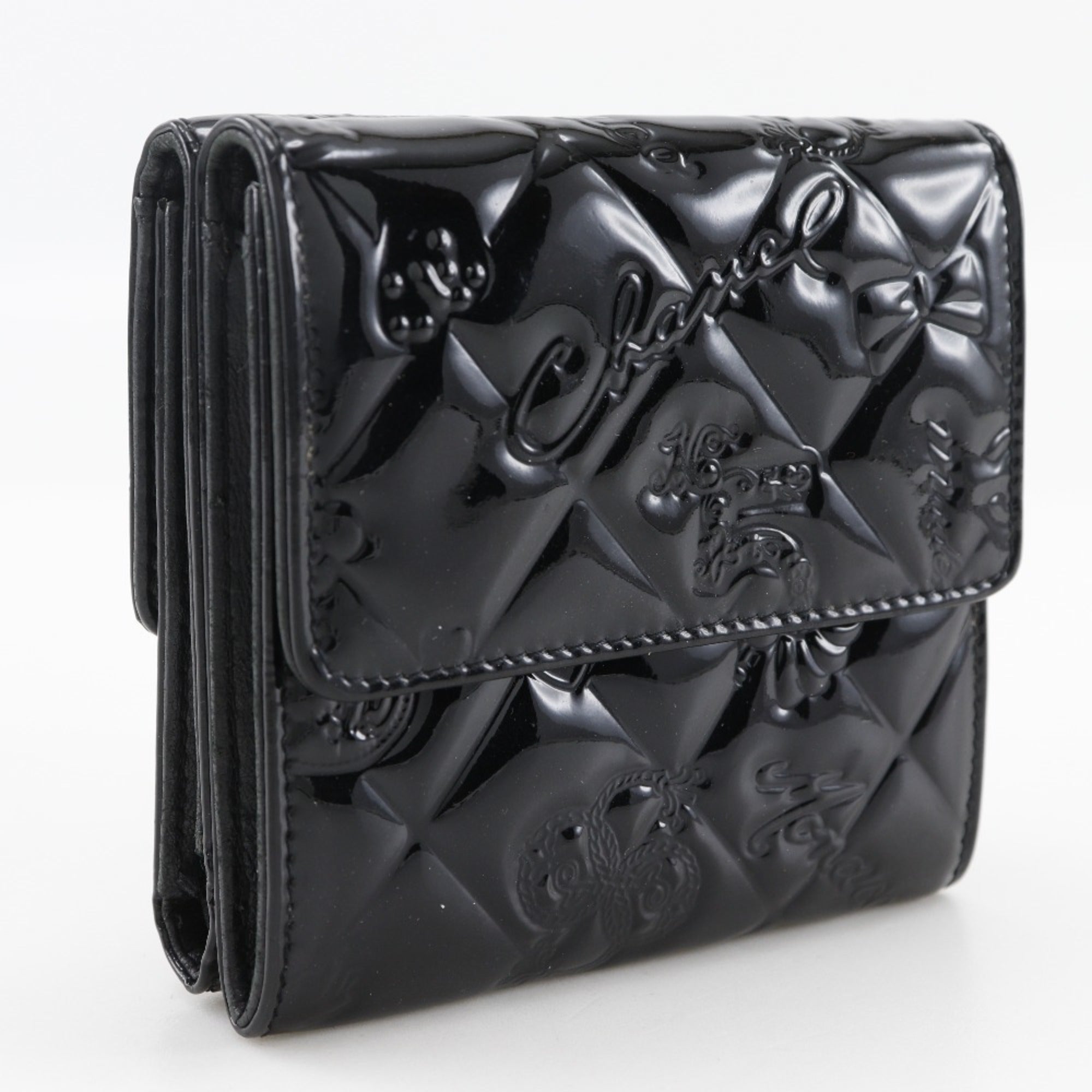 Chanel Black Patent Leather Wallet (Tri-Fold)