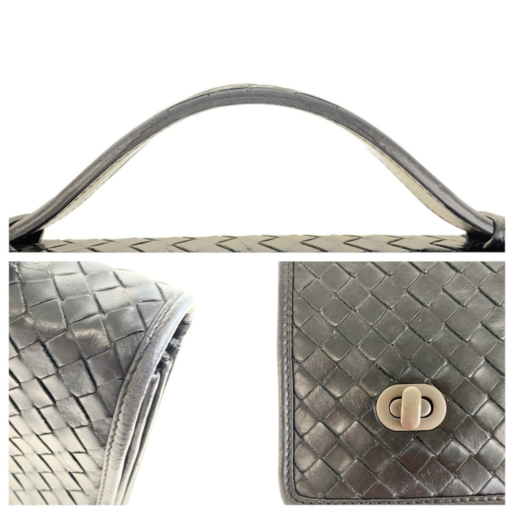 Bottega Veneta Intrecciato Black Leather Briefcase