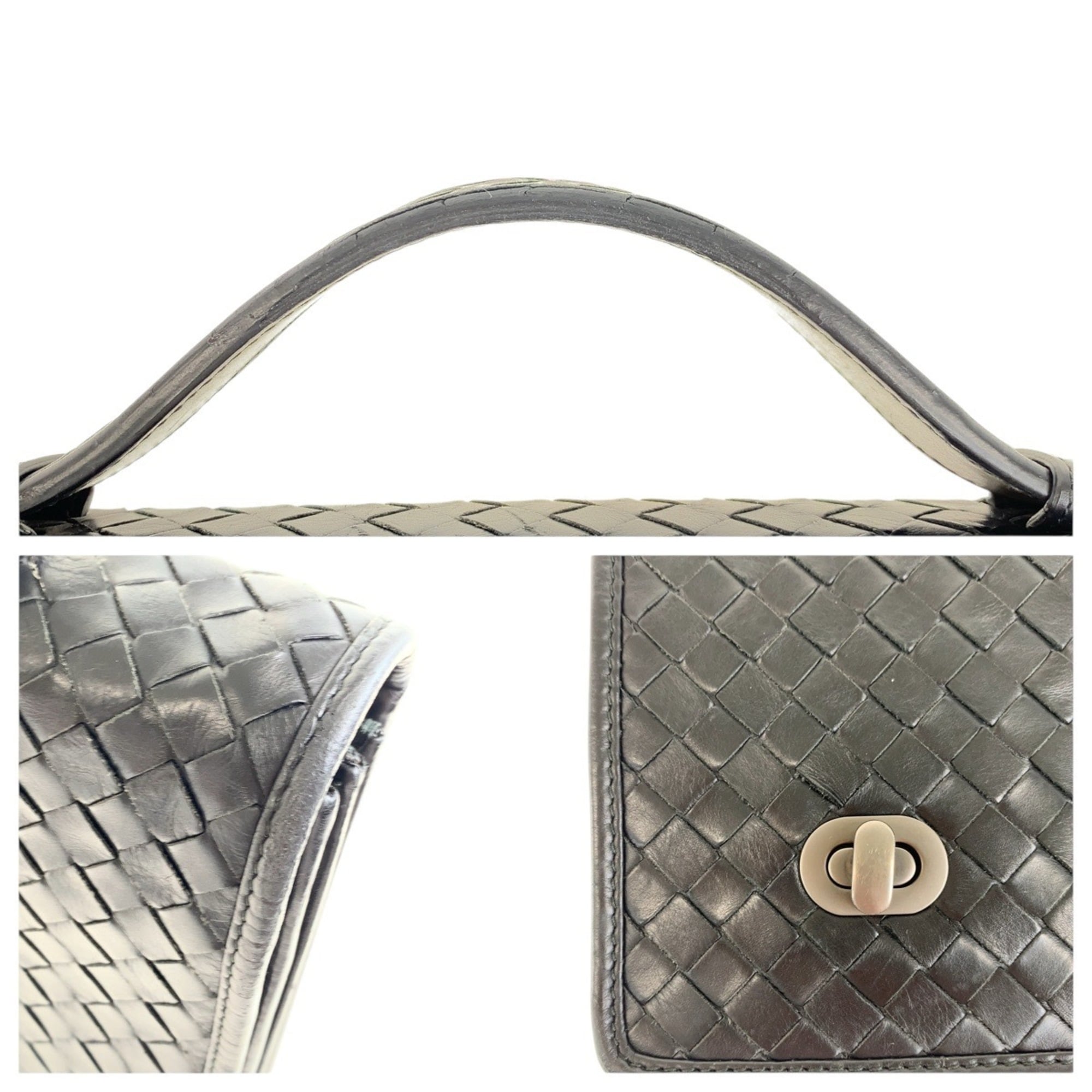 Bottega Veneta Intrecciato Black Leather Briefcase