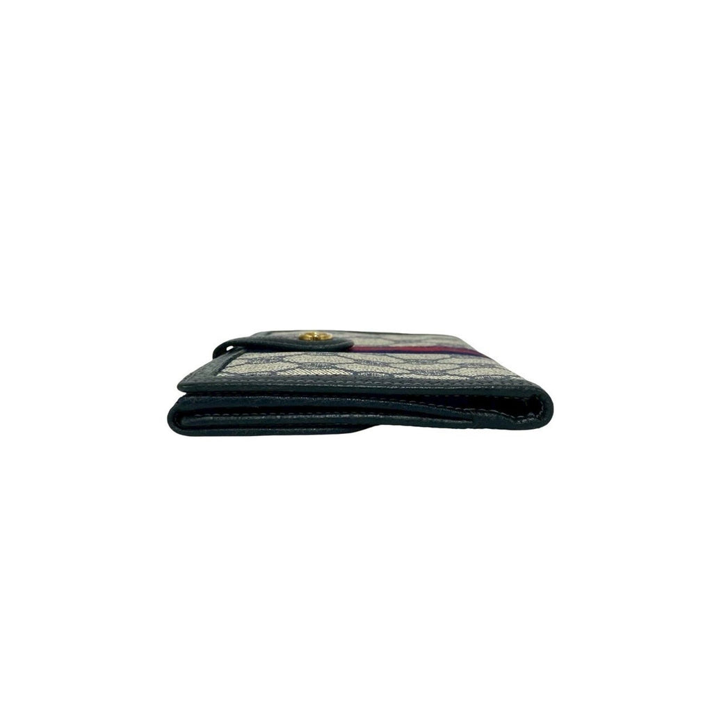 Gucci Navy Red Color Leather Pvc Long Wallet (Bi-Fold) (Pre-Owned)