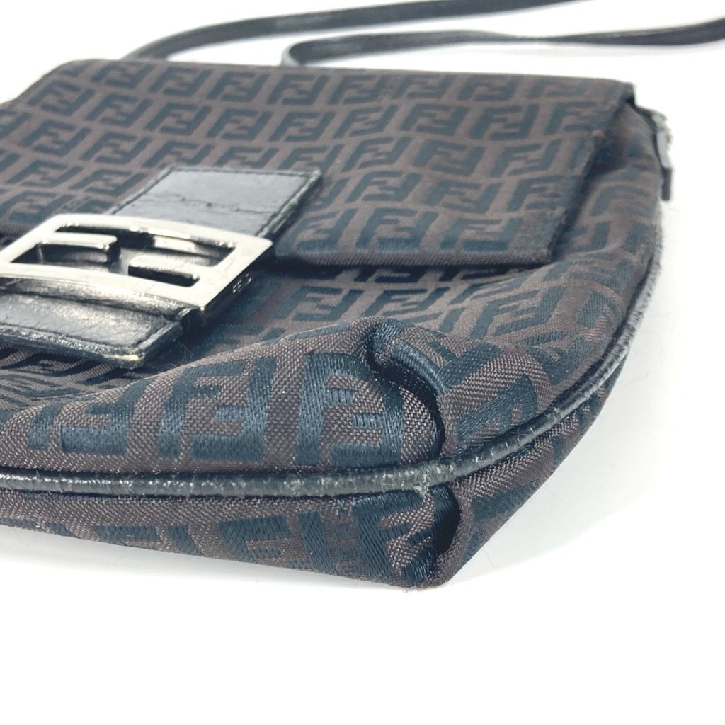 Fendi Black Canvas Leather Pochette Shoulder Bag