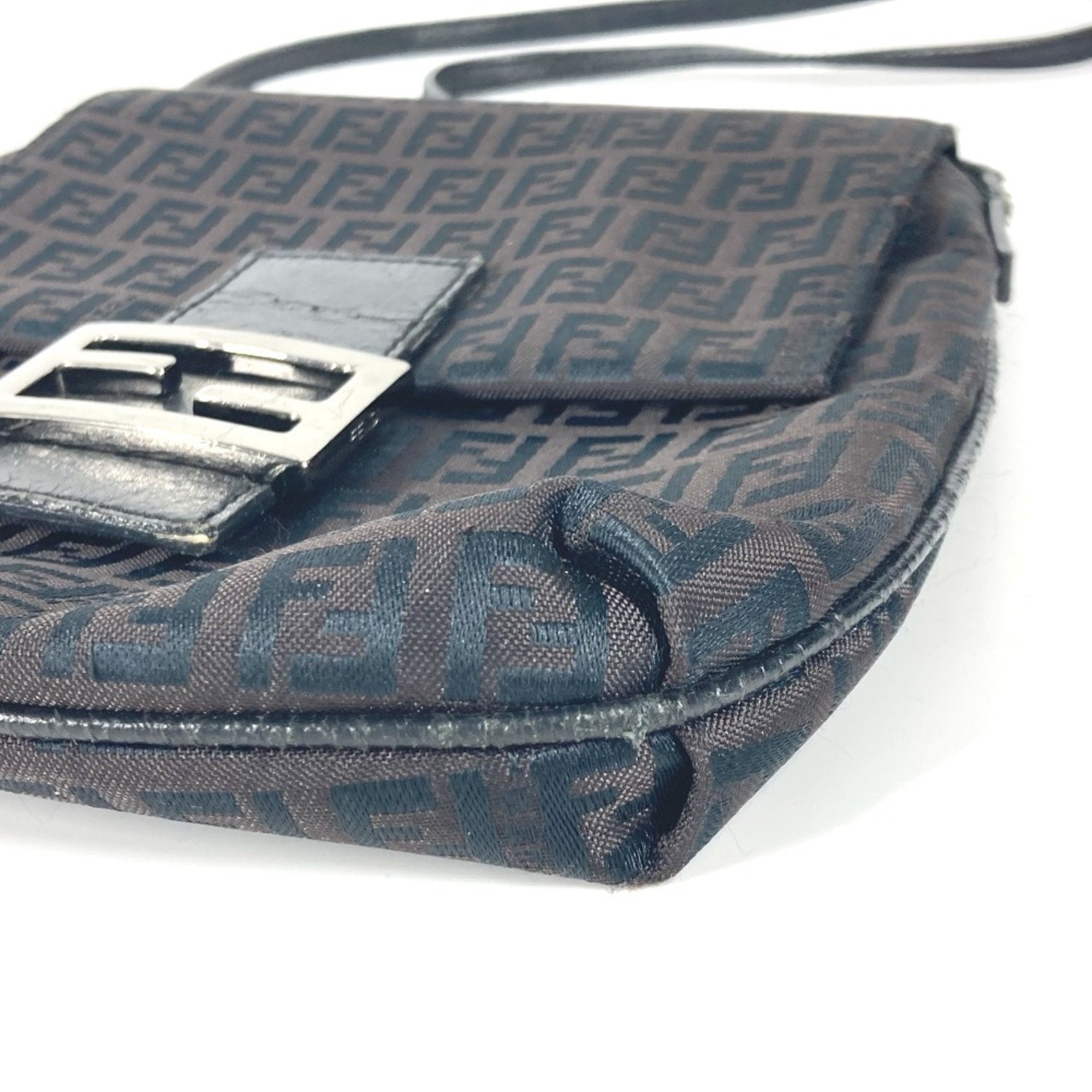 Fendi Black Canvas Leather Pochette Shoulder Bag