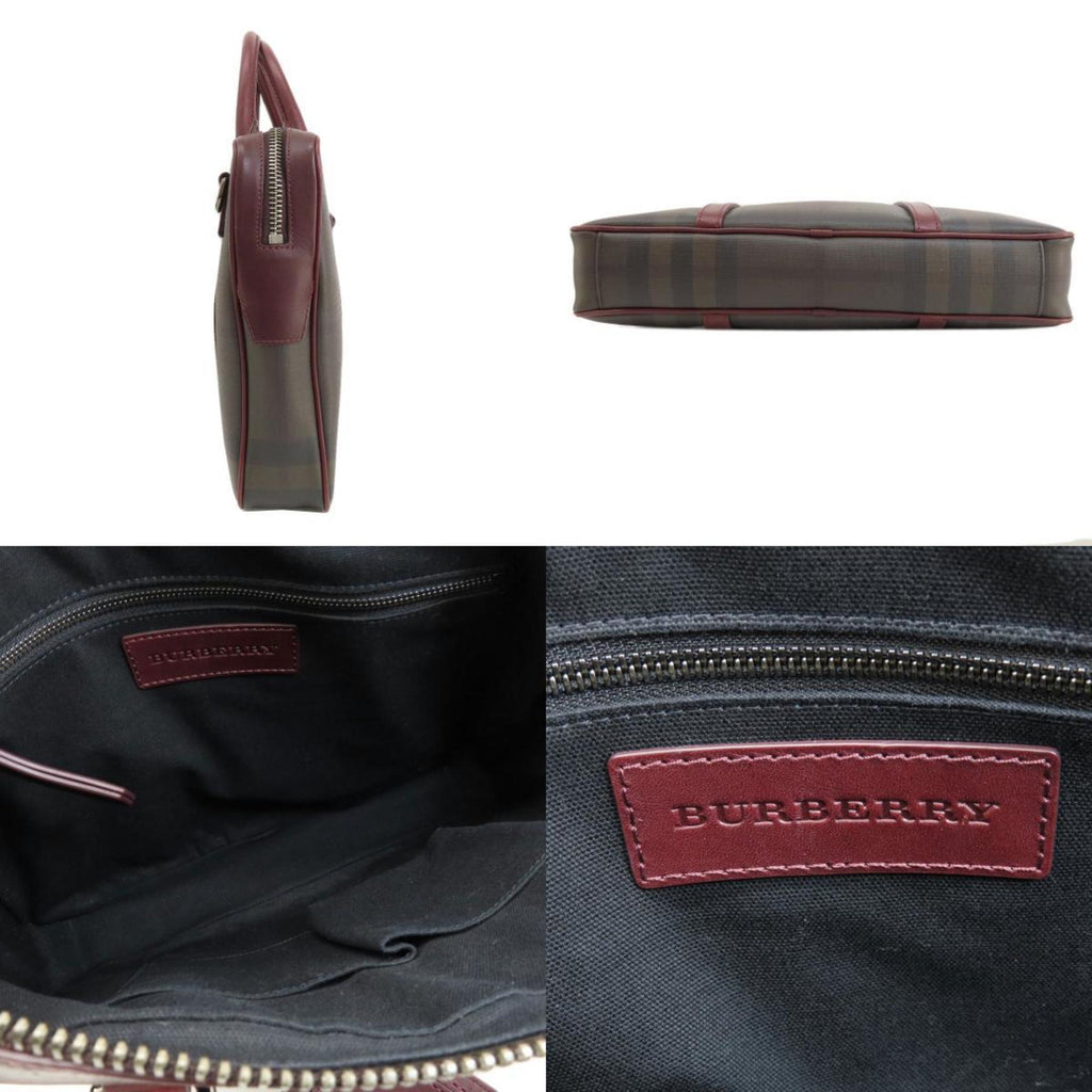 Burberry Brown Red Color Pvc Leather Handbag