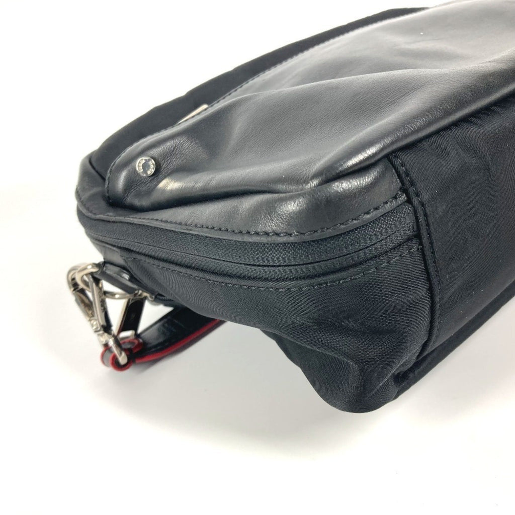 Fendi Black Nylon Leather Handbag Pochette Shoulder Bag
