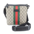 Gucci Beige Black Leather Coated Canvas Messenger Bag Shoulder Bag (Pre-Owned)