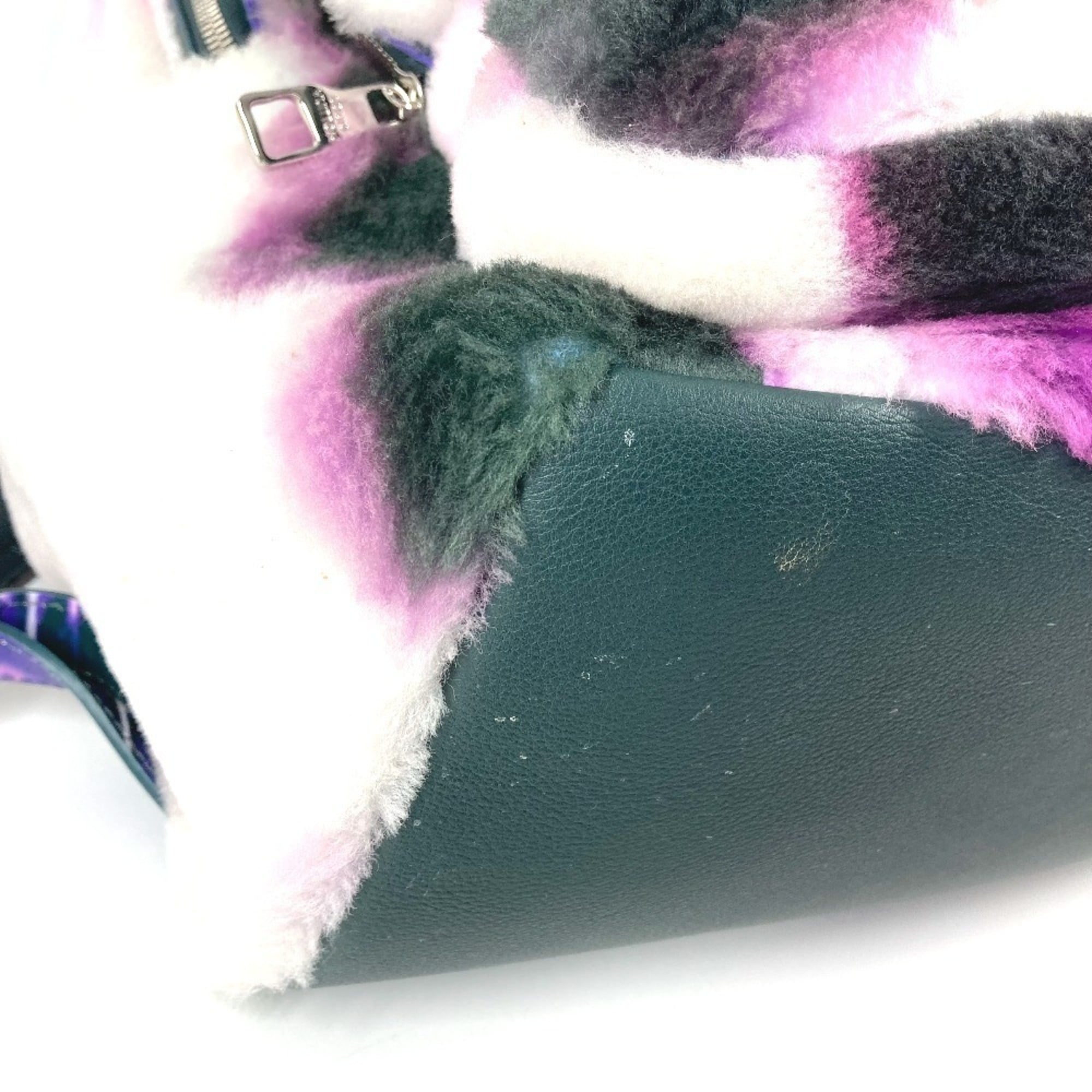 Louis Vuitton Black Purple White Fur Leather Backpack