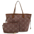 Louis Vuitton Bordeaux Brown White Jacquard Leather Pouch Shoulder Bag Tote Bag