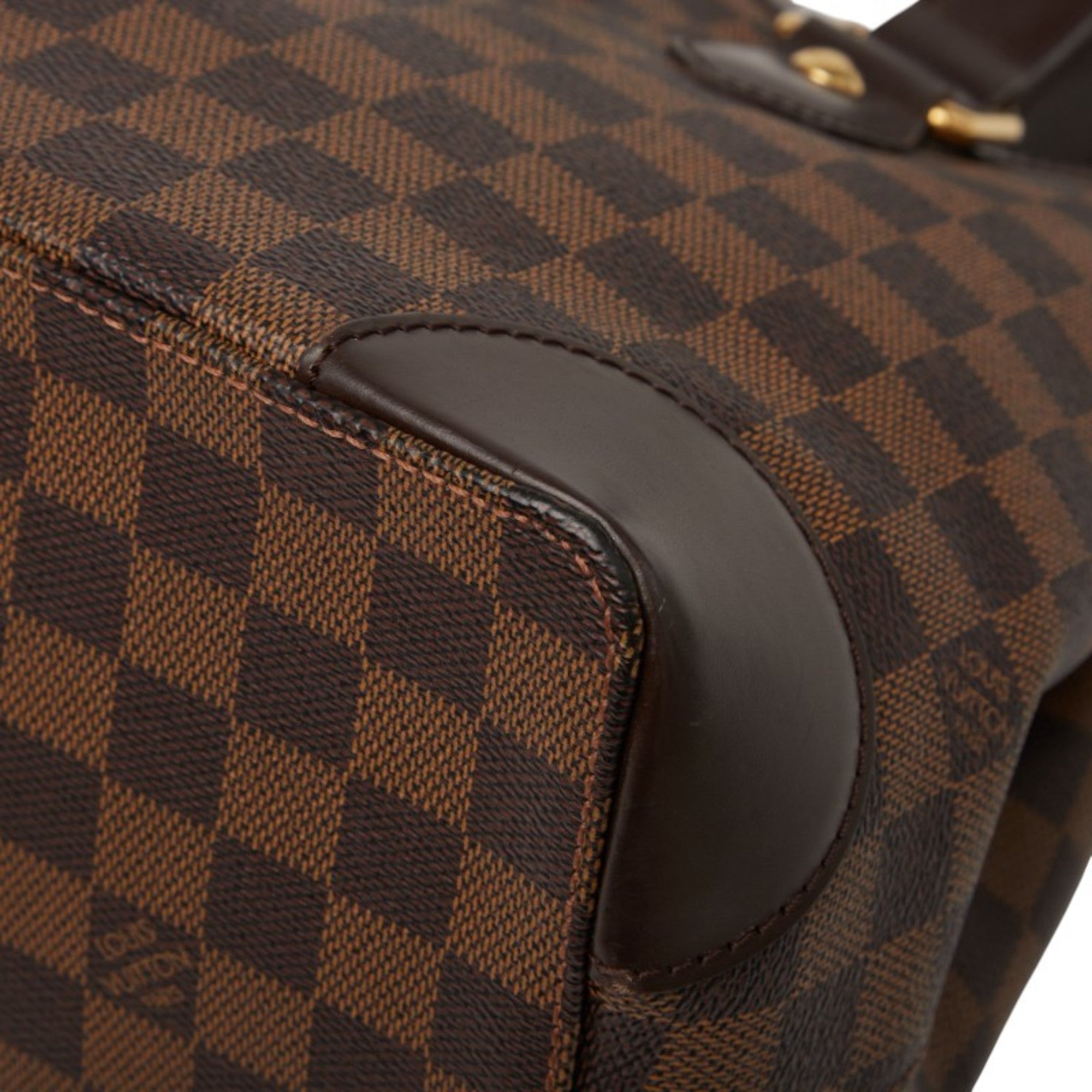 Louis Vuitton Damier Brown Damier Canvas Ebene Leather Handbag Tote Bag