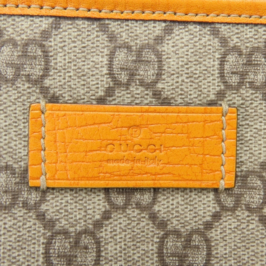 Gucci Beige Orange Gg Supreme Canvas Leather Tote Bag (Pre-Owned)