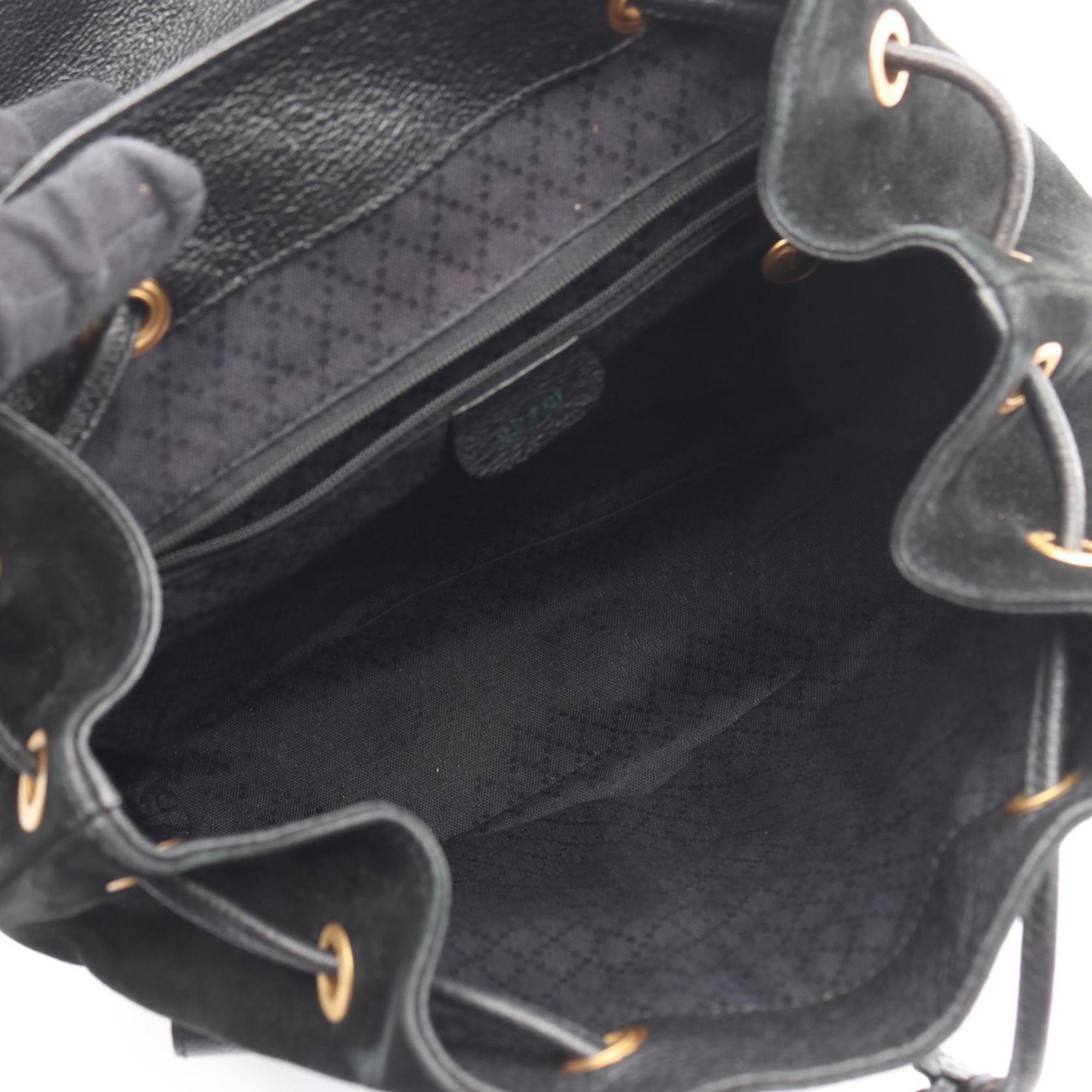 Gucci Black Suede Leather Backpack (Pre-Owned)