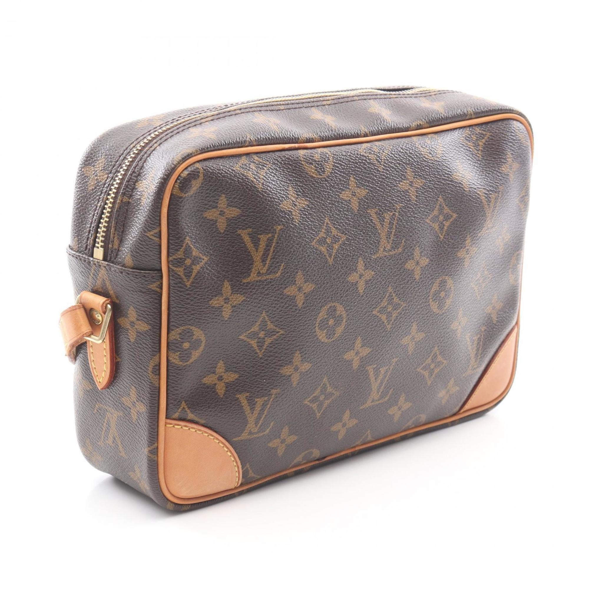 Louis Vuitton Brown Coated Canvas Leather Handbag Shoulder Bag