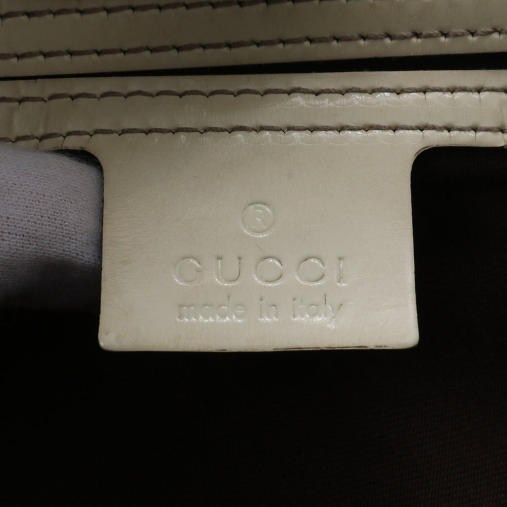 Gucci Beige Leather Coated Canvas Handbag Shoulder Bag Tote Bag (Pre-Owned)