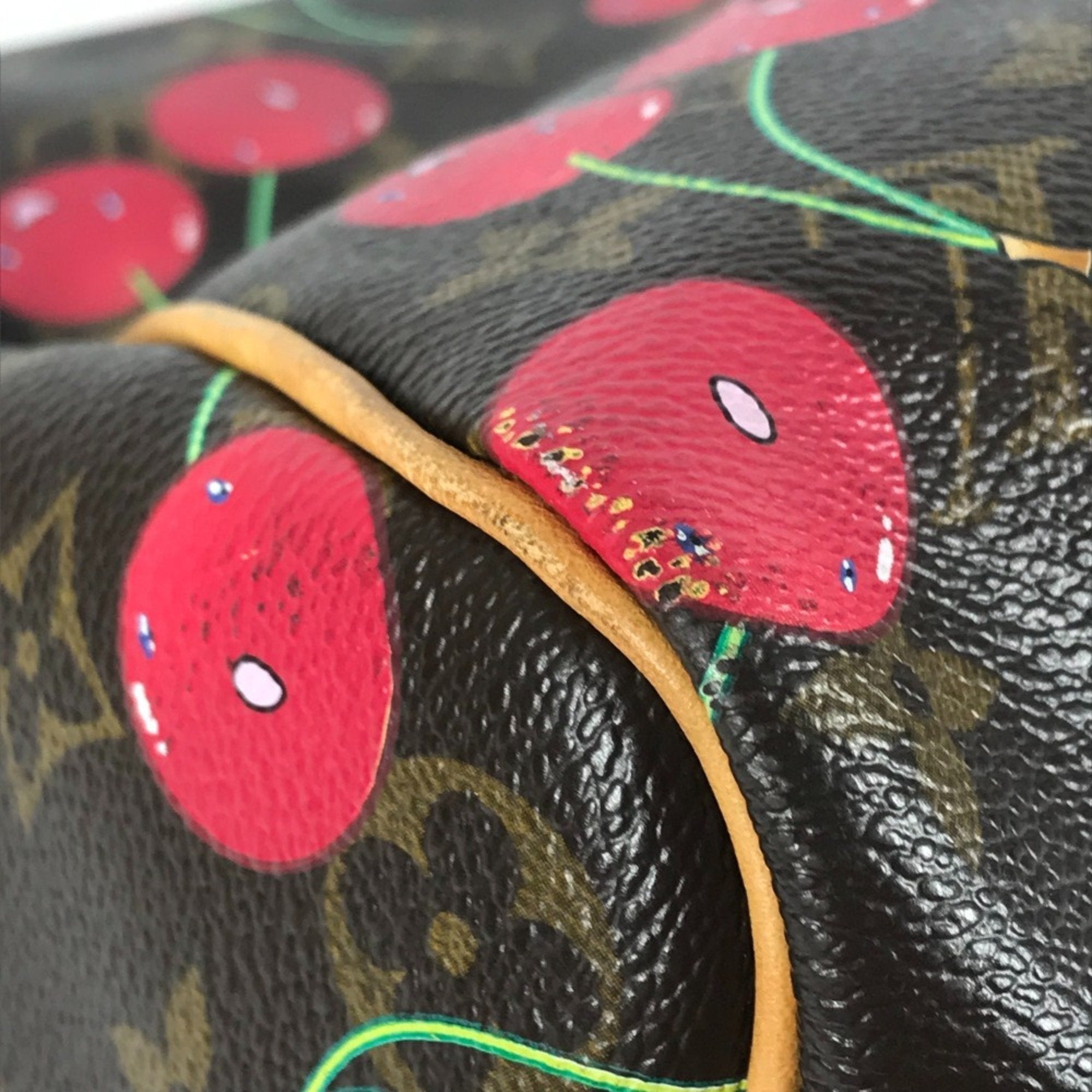 Louis Vuitton Brown Red Color Monogram Cherry Blossom Canvas Boston Bag