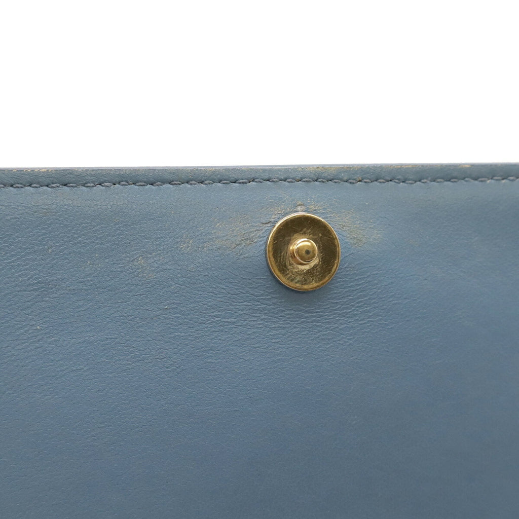 Prada Saffiano Blue Light Blue Saffiano Leather Chain/Shoulder Wallet