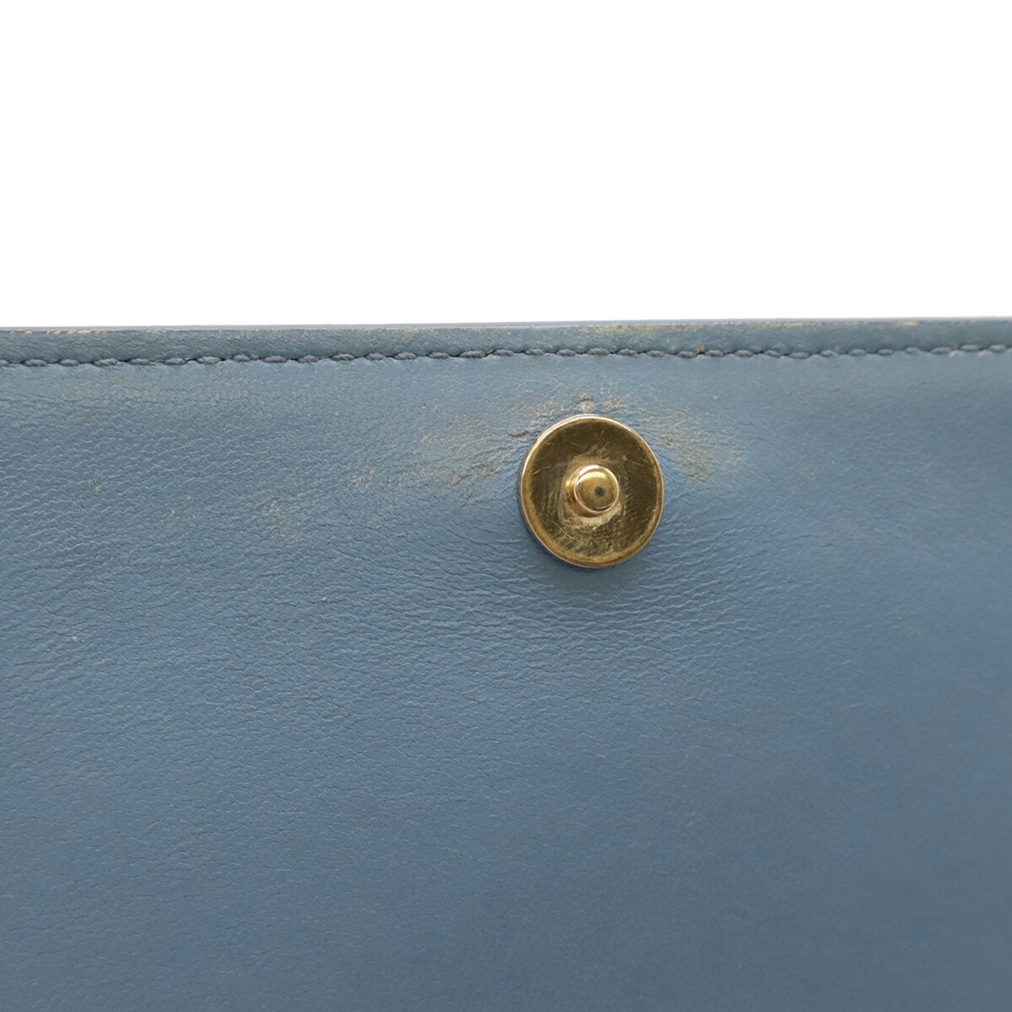 Prada Saffiano Blue Light Blue Saffiano Leather Chain/Shoulder Wallet