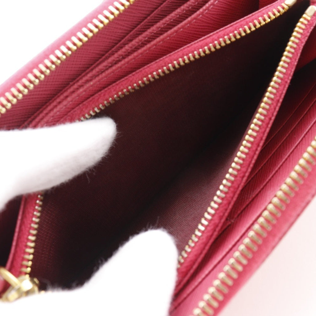 Prada Peonia Pink Saffiano Triangle Long Wallet (Bi-Fold)