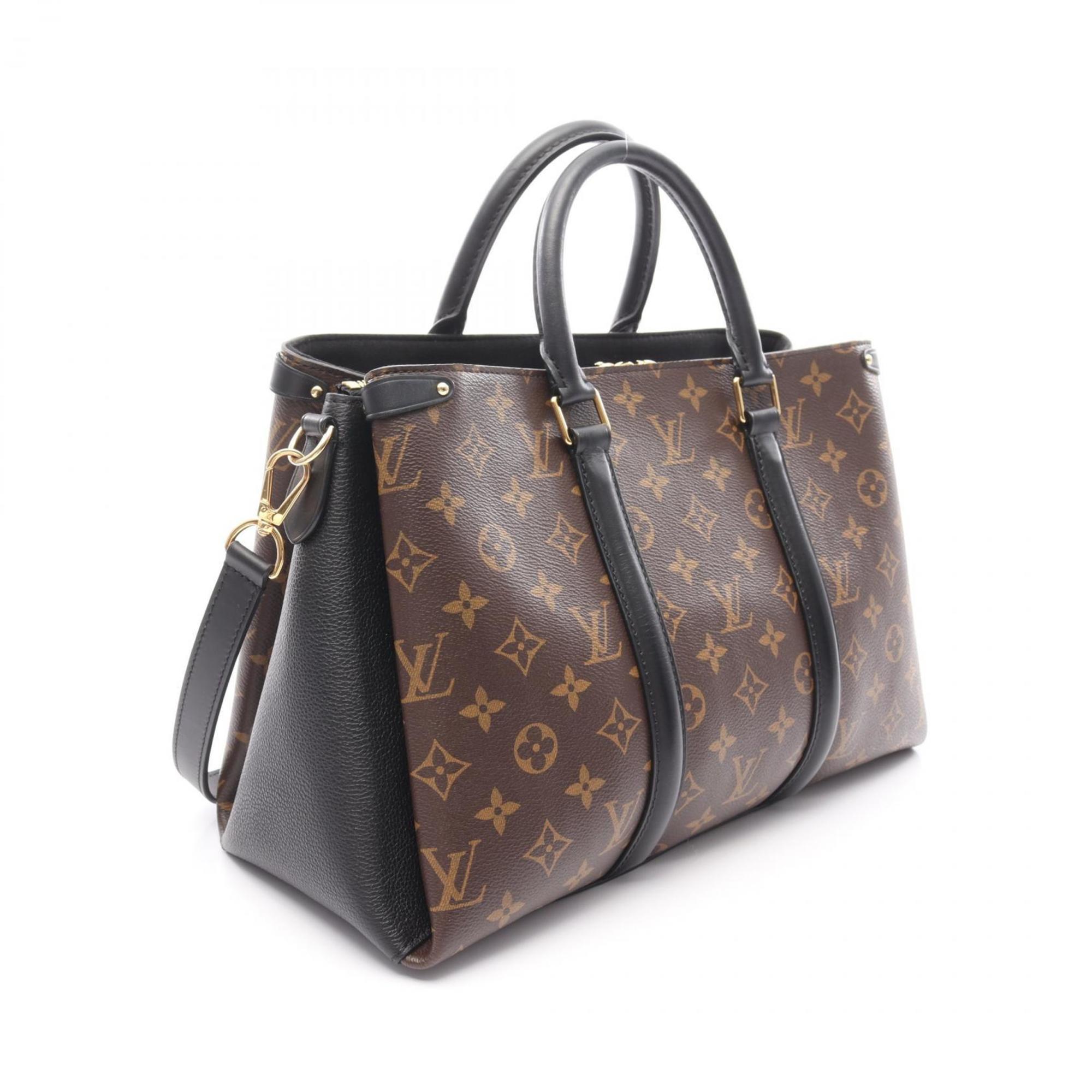 Louis Vuitton Monogram Black Brown Noir Coated Canvas Leather Handbag