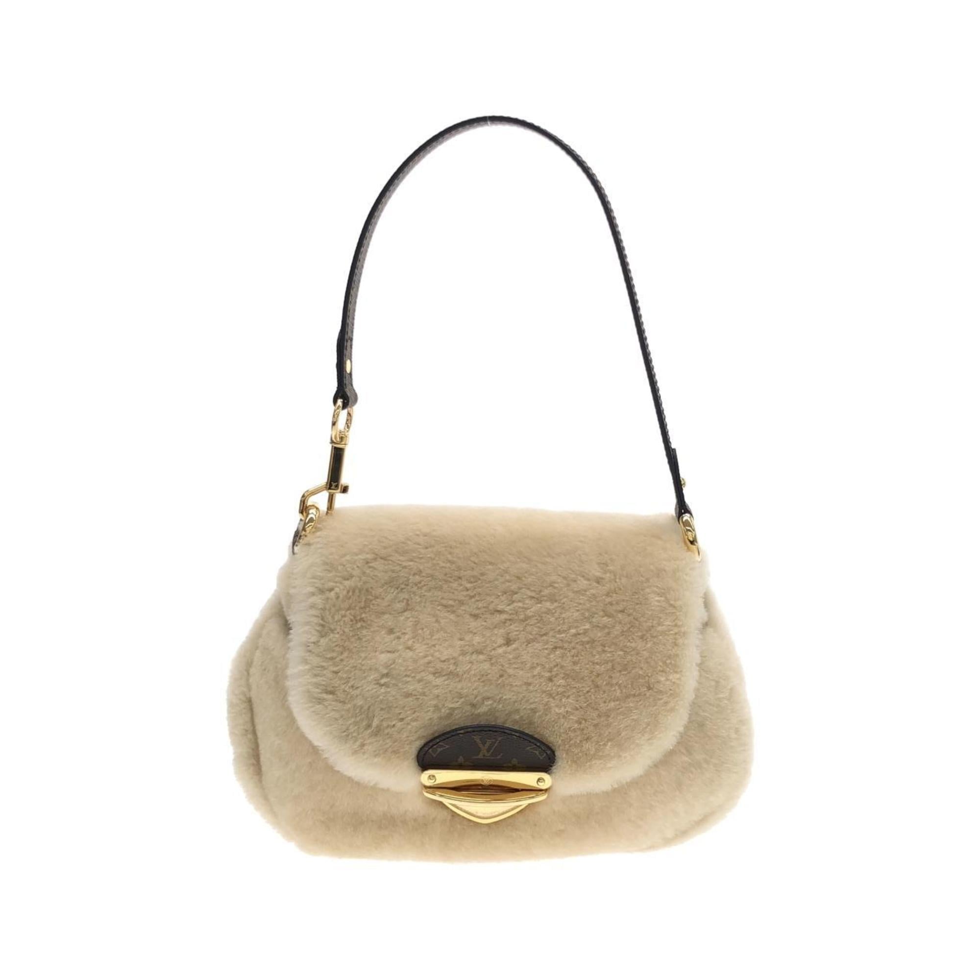 Louis Vuitton Beige Cream Coated Canvas Shoulder Bag