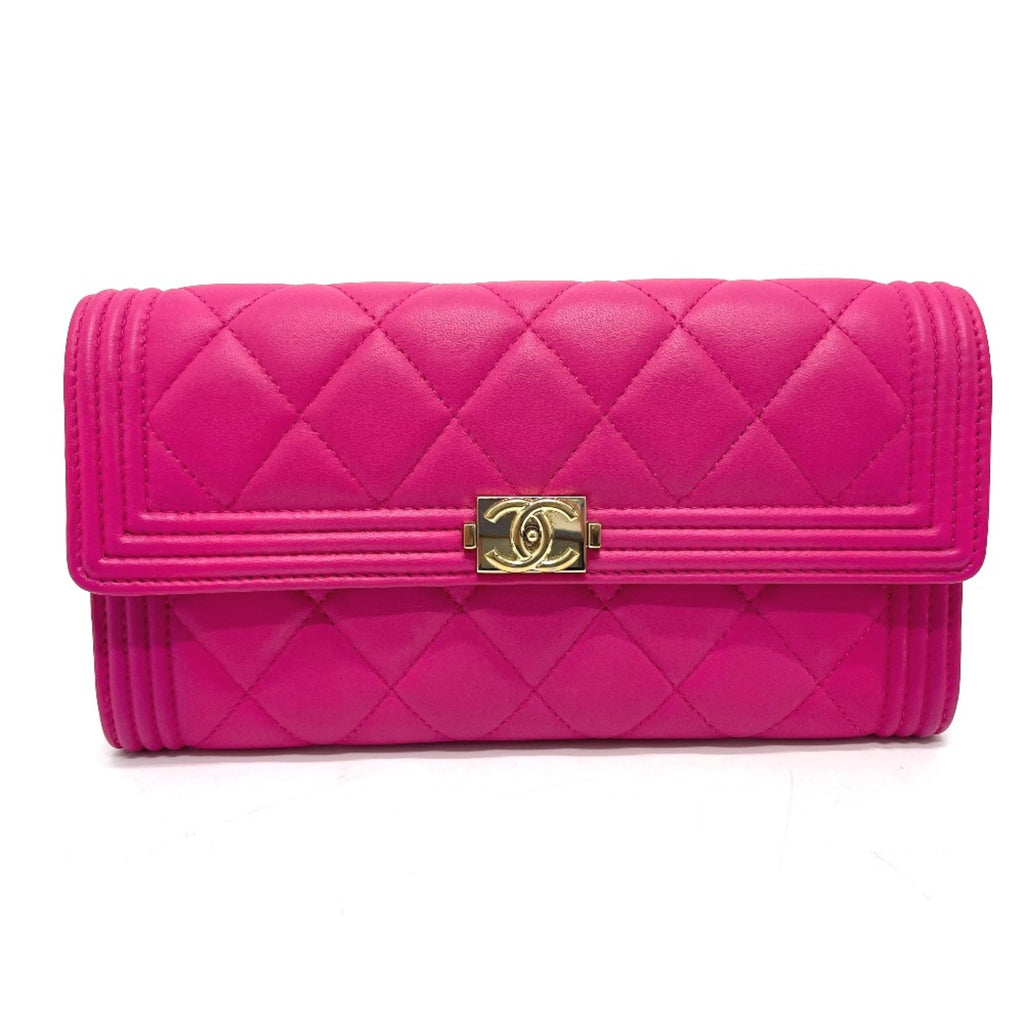Chanel Pink Leather Long Wallet (Bi-Fold)