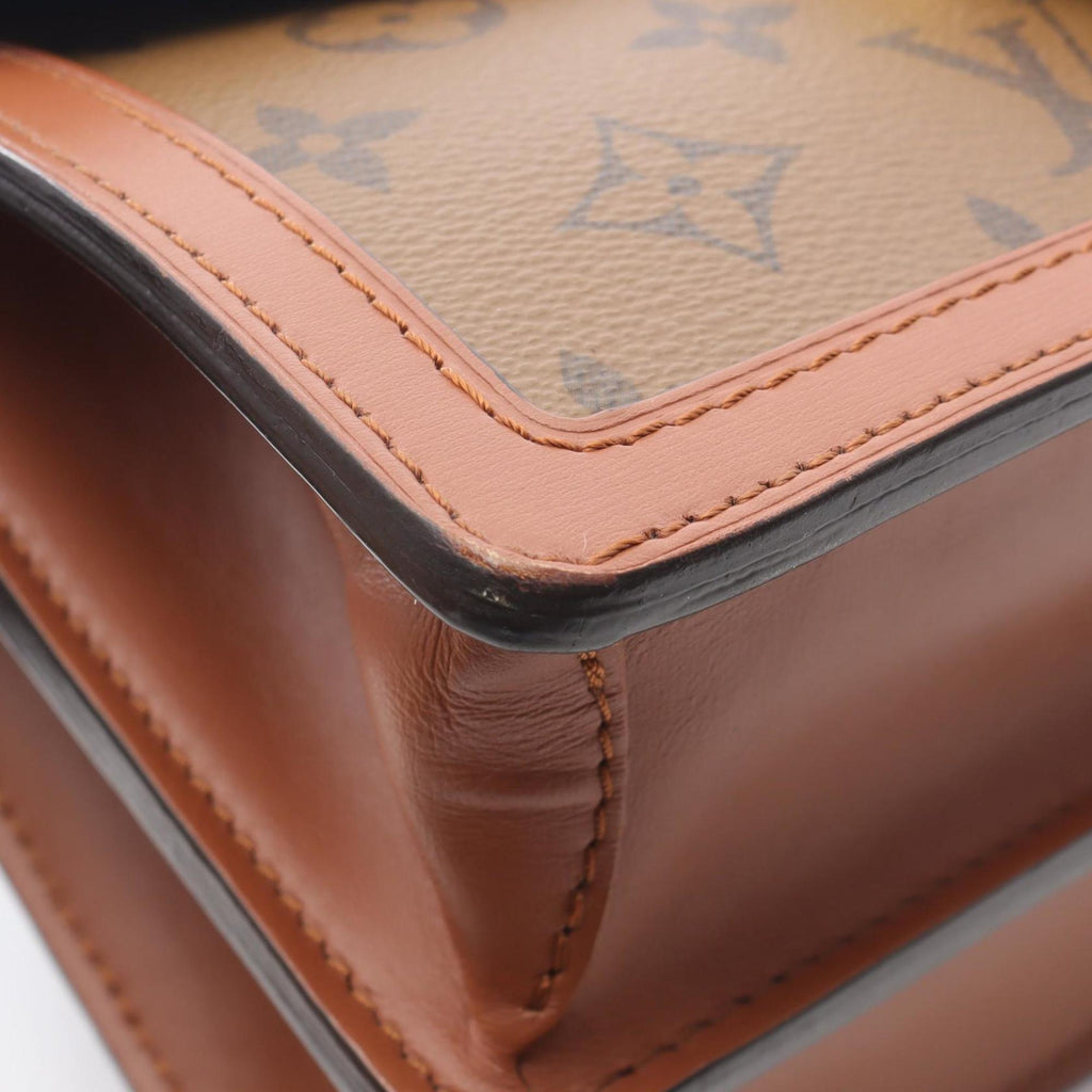 Louis Vuitton Beige Brown Coated Canvas Leather Shoulder Bag