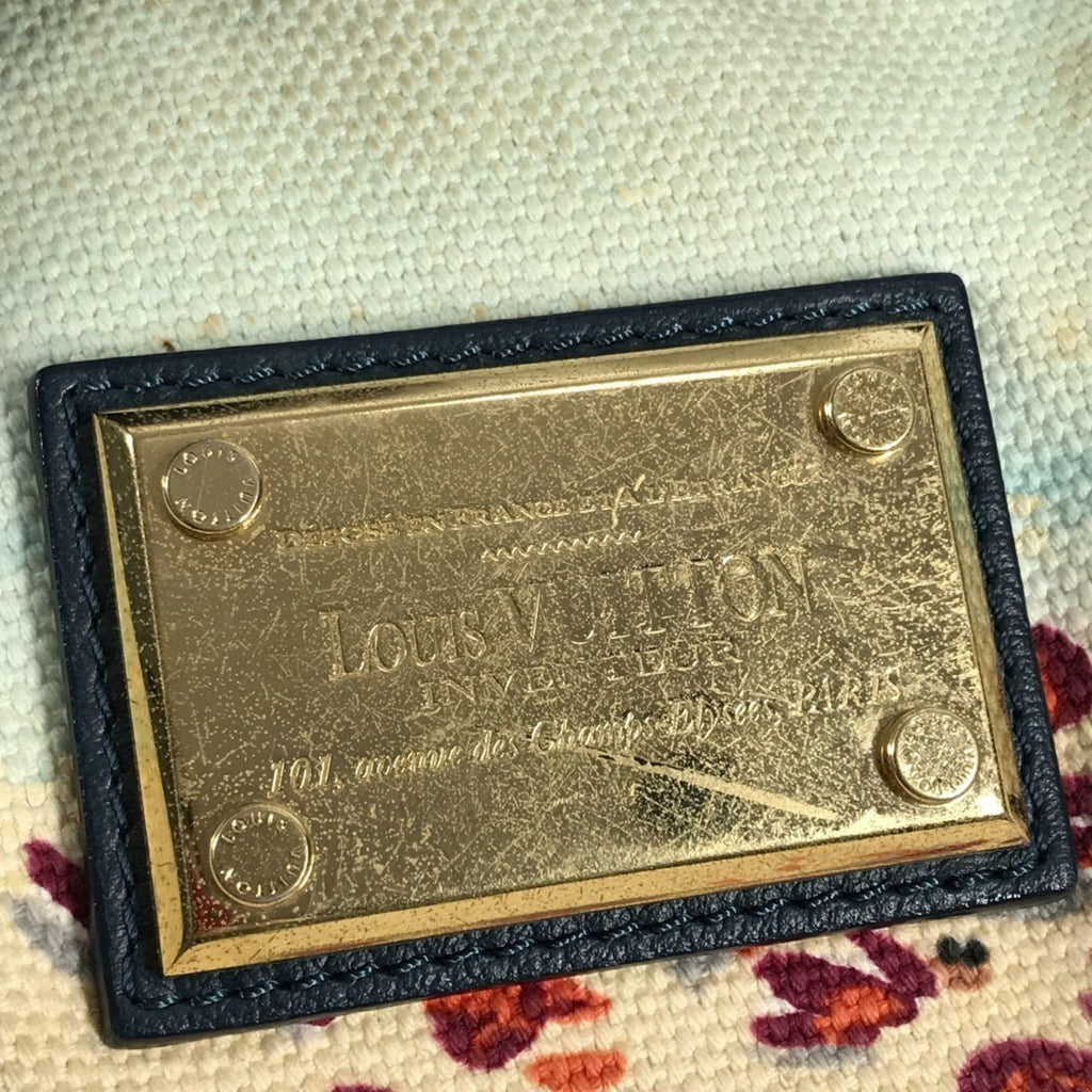 Louis Vuitton Blue Canvas Shoulder Bag Tote Bag