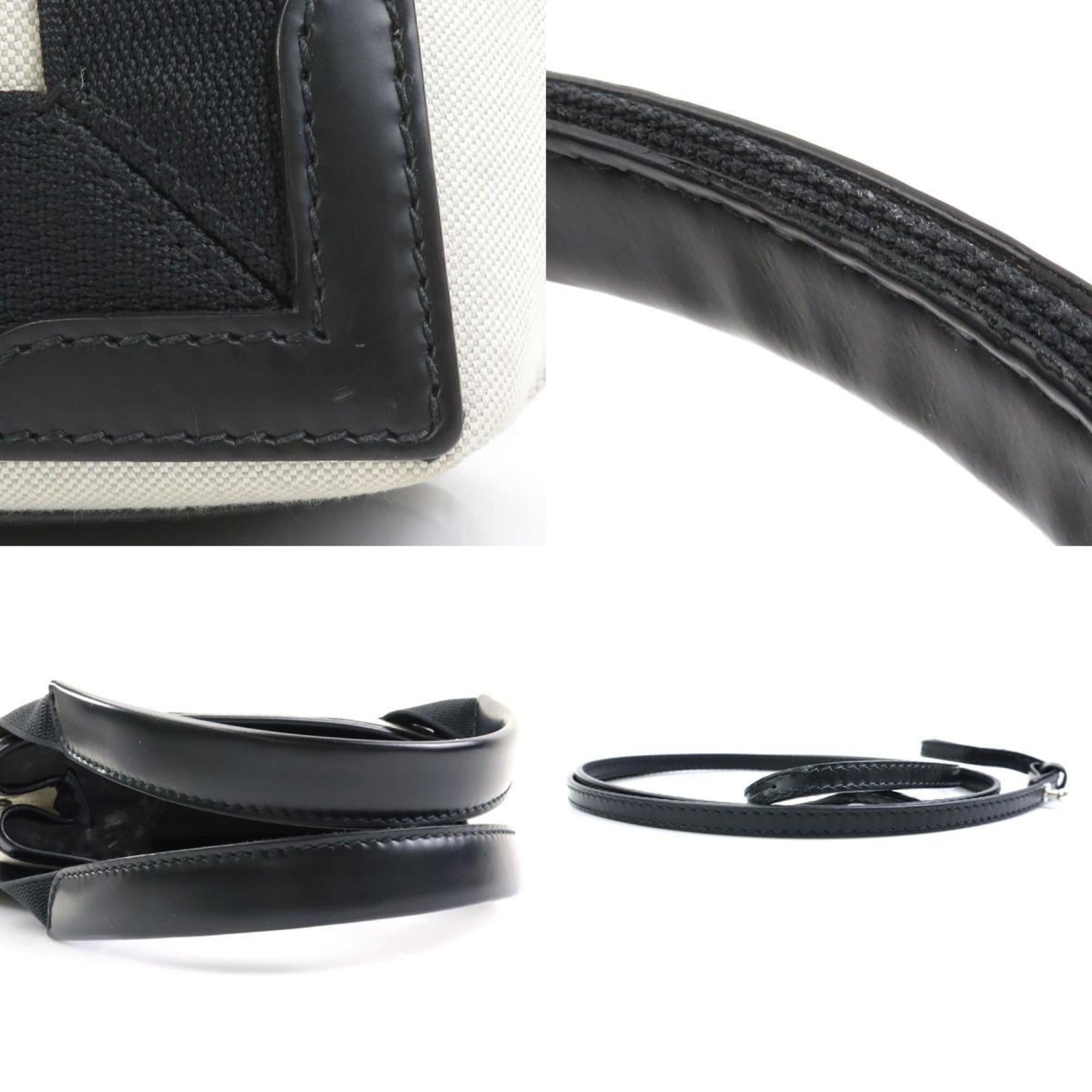 Balenciaga Black Ivory Canvas Leather Hand