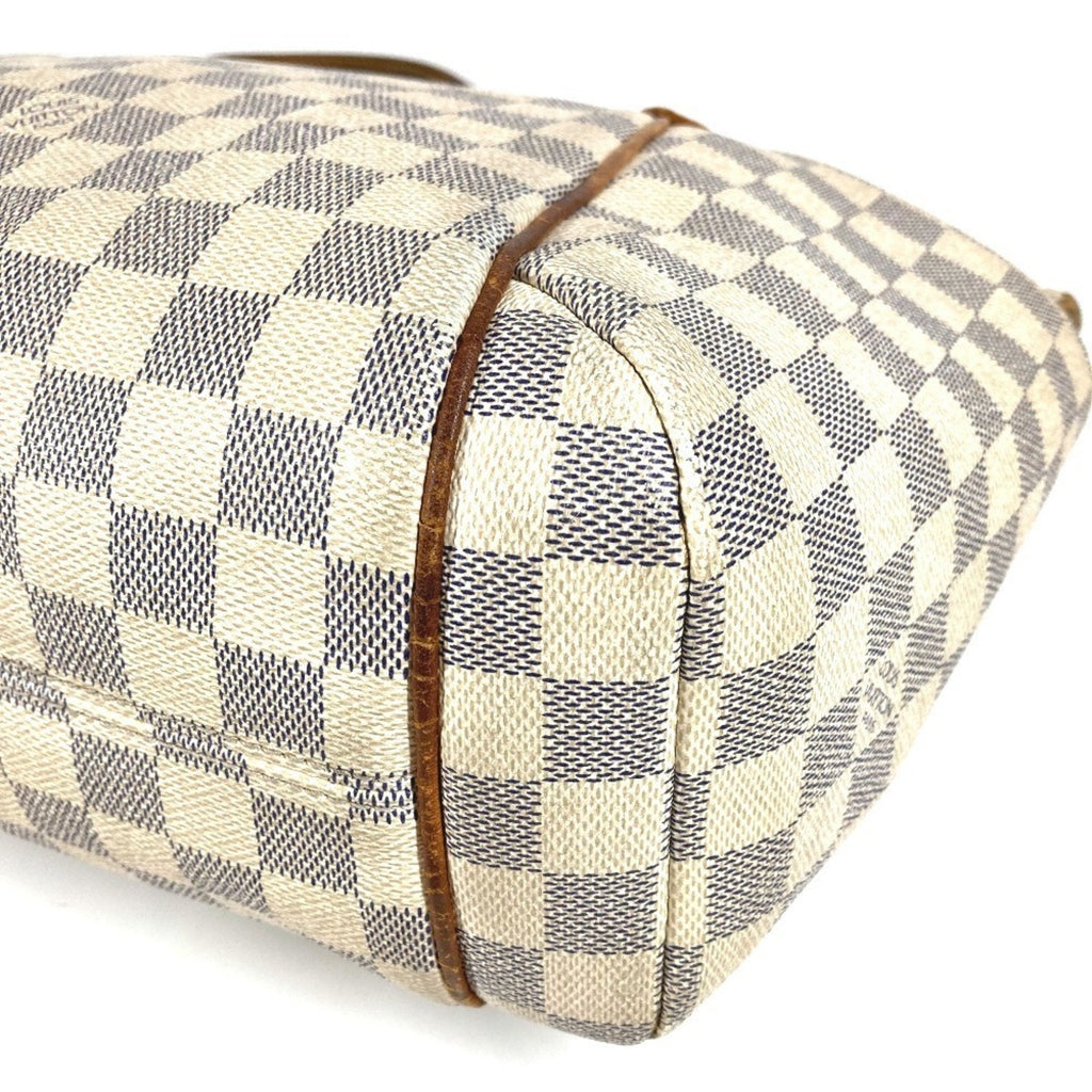 Louis Vuitton Galle White Yellow Damier Azur Shoulder Bag Tote Bag