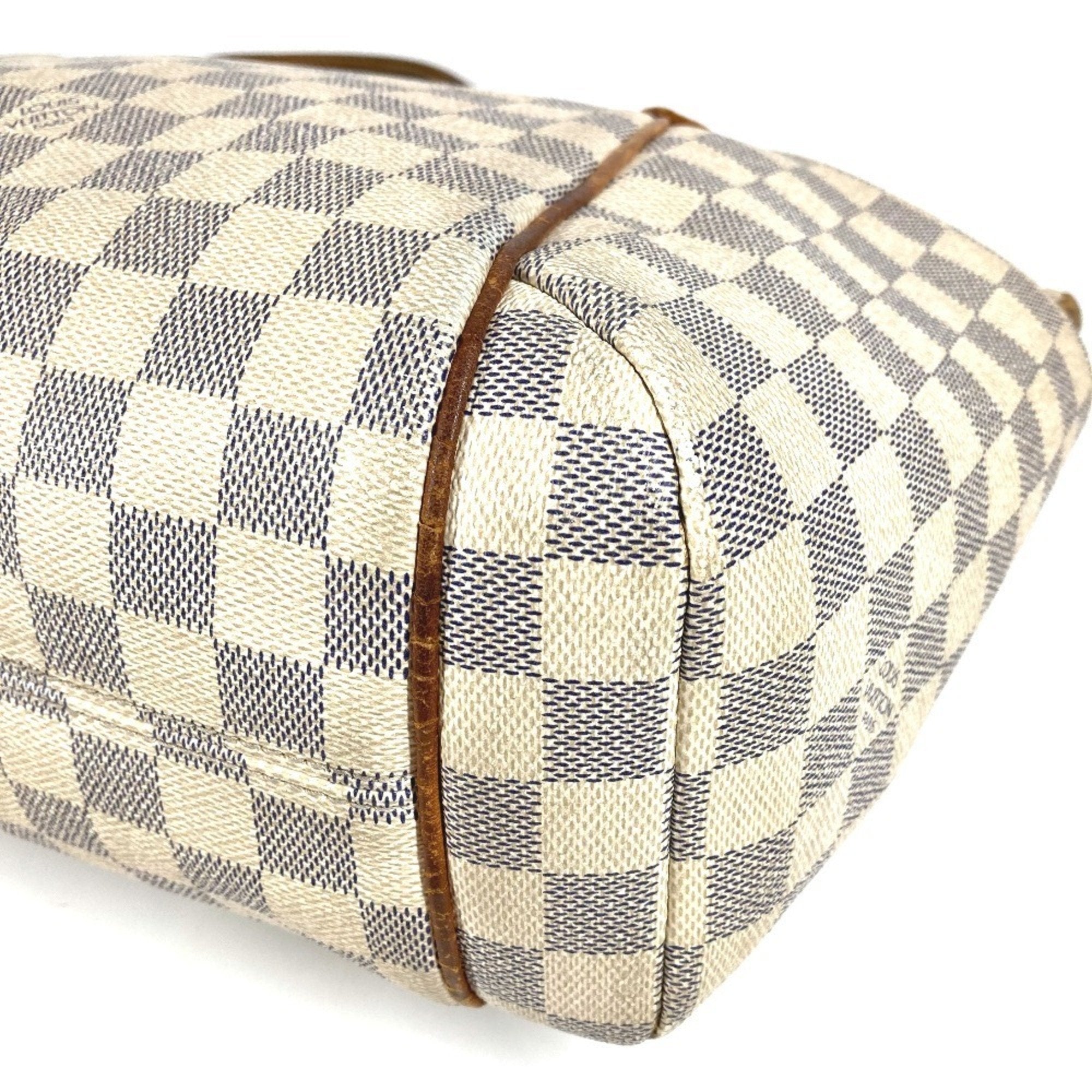 Louis Vuitton Galle White Yellow Damier Azur Shoulder Bag Tote Bag