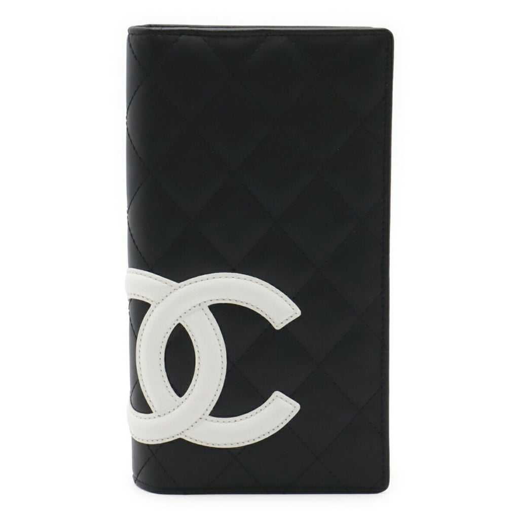 Chanel Black Pink White Leather Long Wallet (Bi-Fold)
