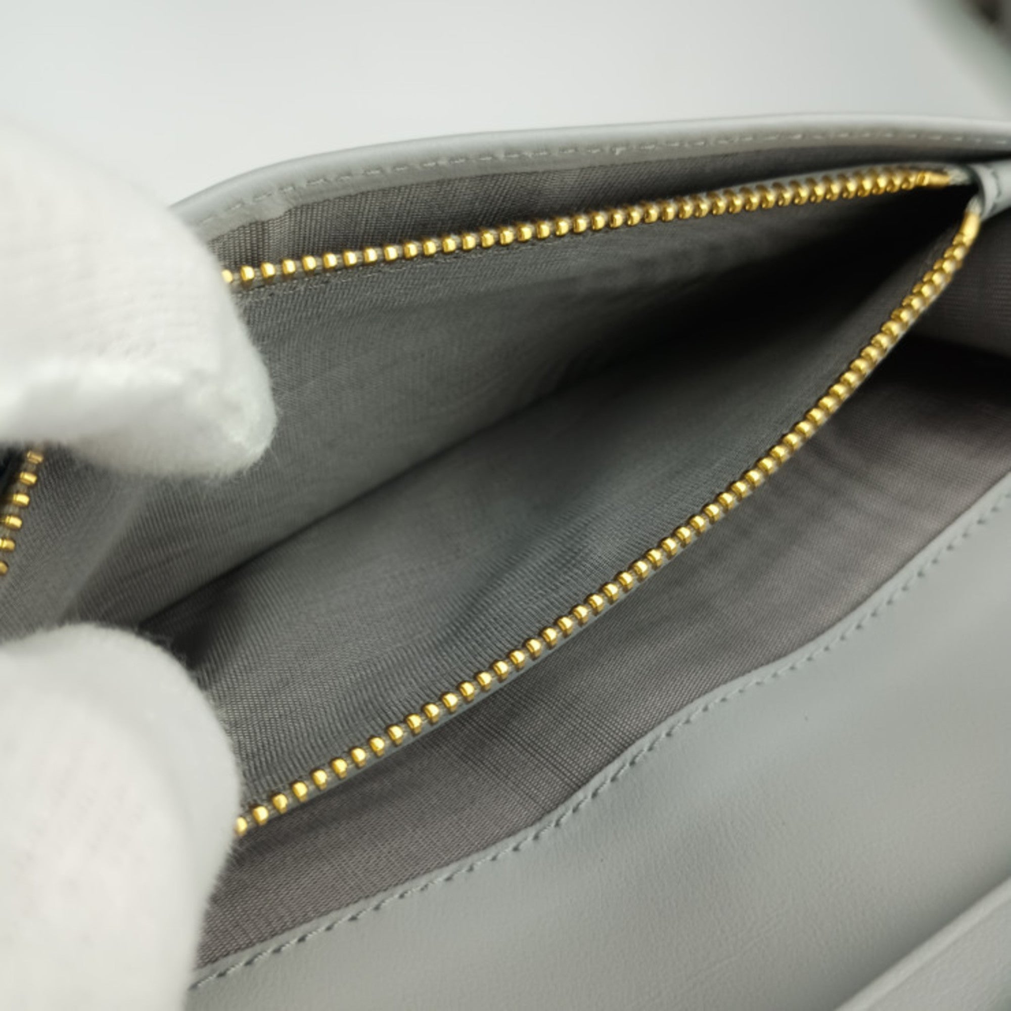 Prada Light Gray Leather Long Wallet (Bi-Fold)