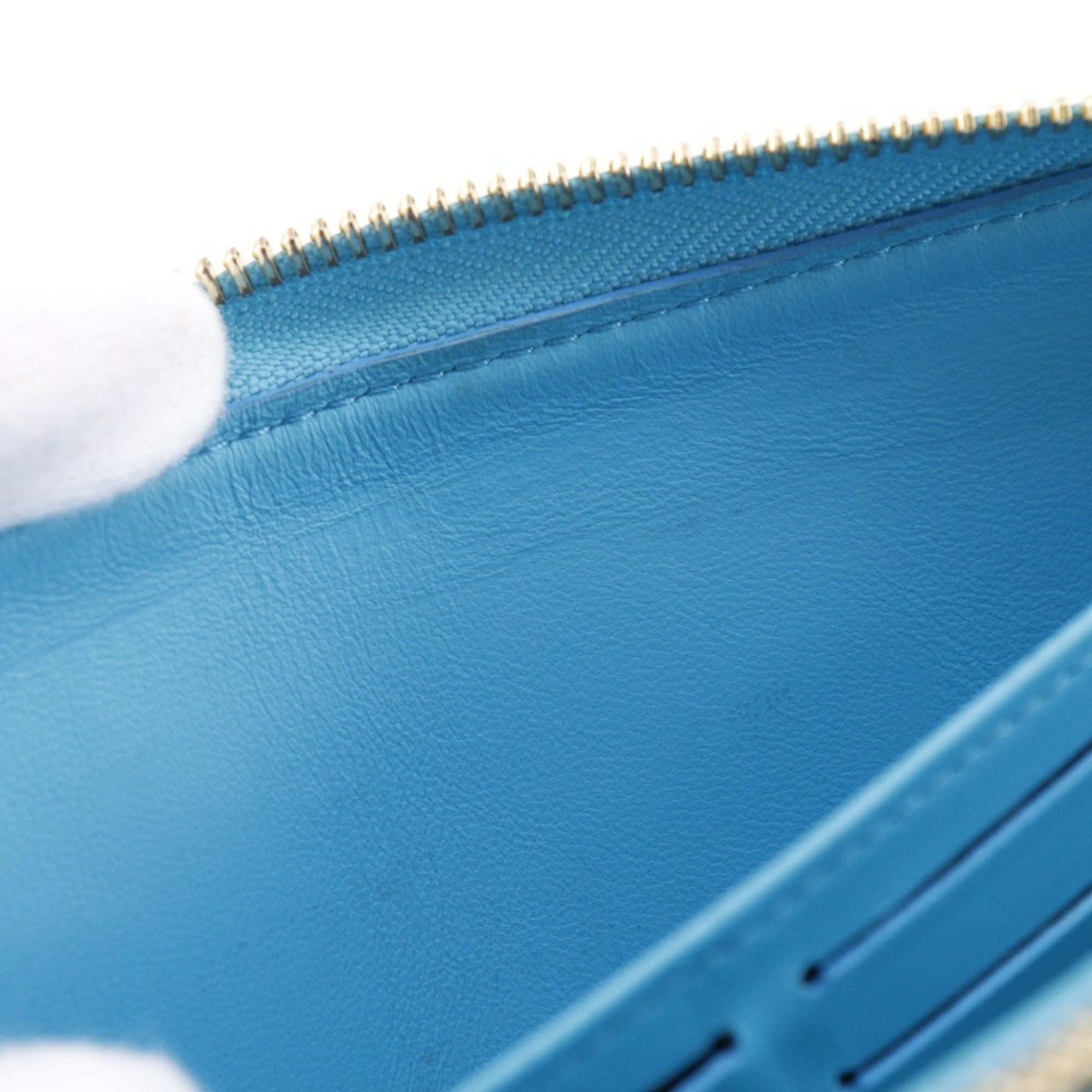 Louis Vuitton Blue Turquoise Leather Long Wallet