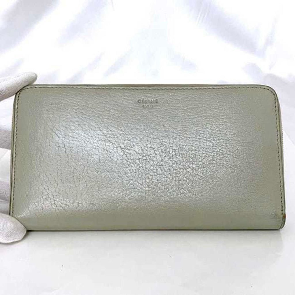 Celine Gray Leather Long Wallet (Bi-Fold)