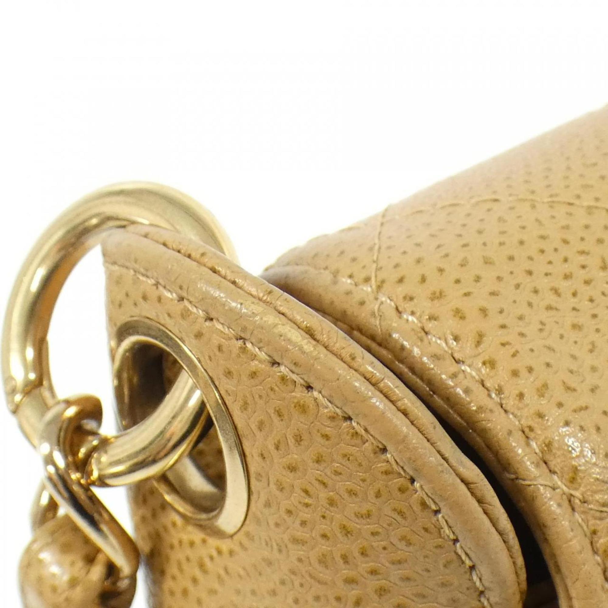 Chanel Beige Grained Calfskin Shoulder Bag