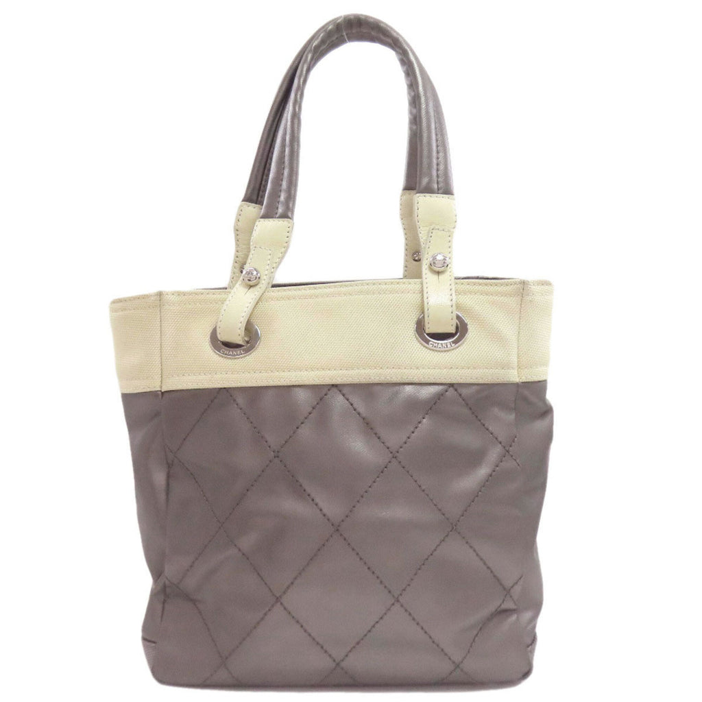 Chanel Silver White Leather Handbag