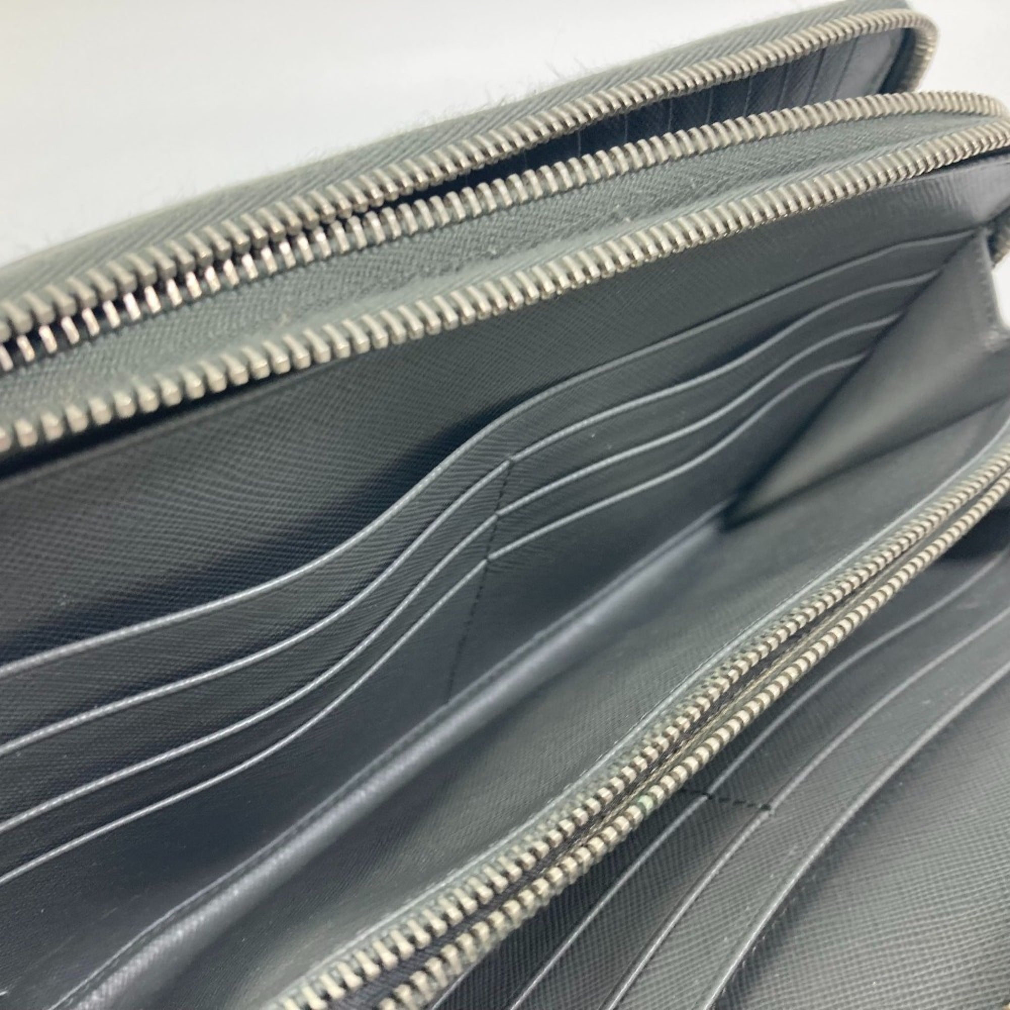 Prada Gray Saffiano Long Wallet (Bi-Fold)