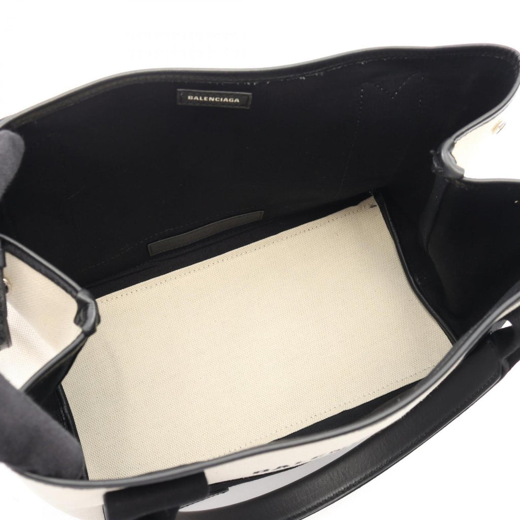 Balenciaga Black Ivory Canvas Leather Handbag Tote