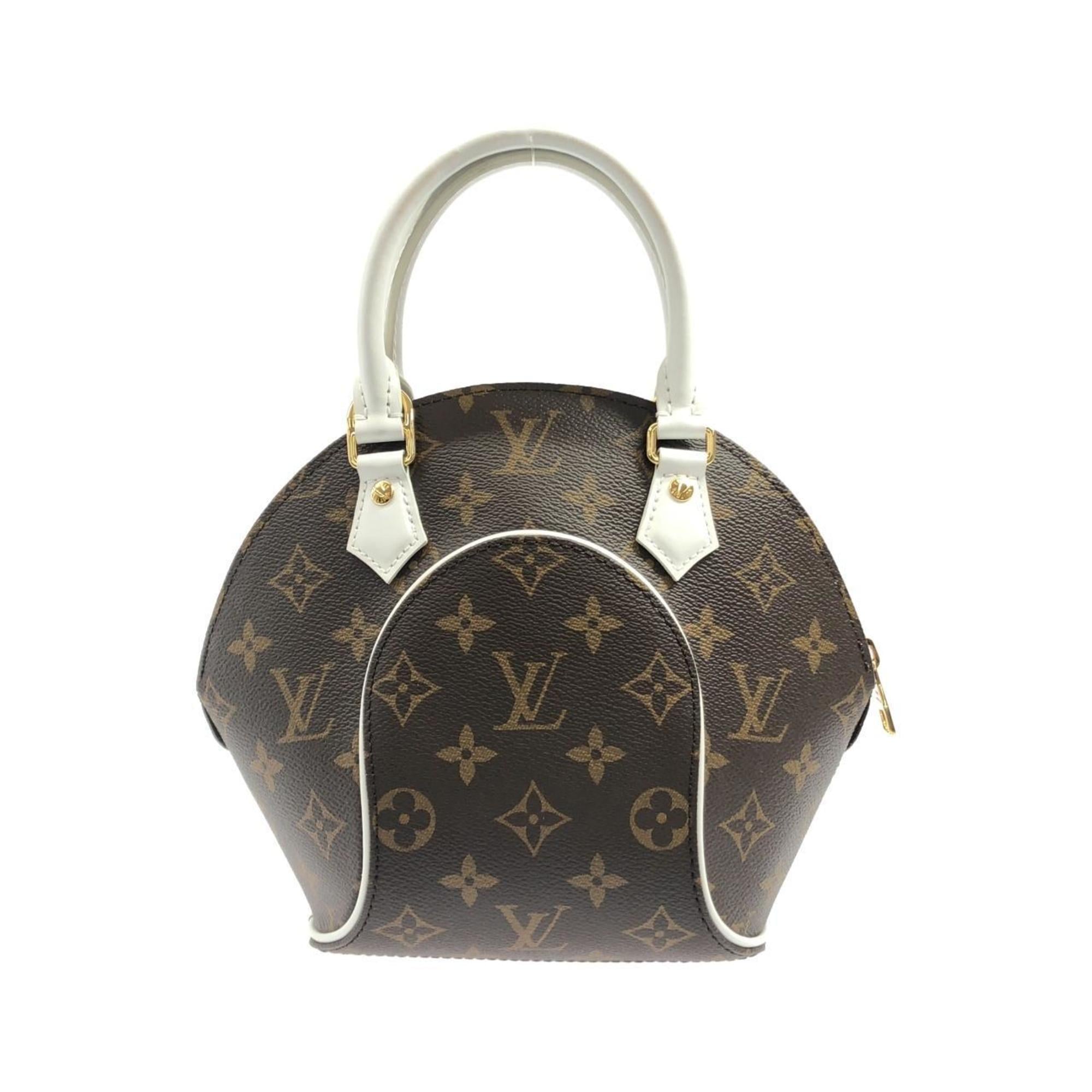Louis Vuitton Blanc Marron Coated Canvas Leather Handbag Pouch