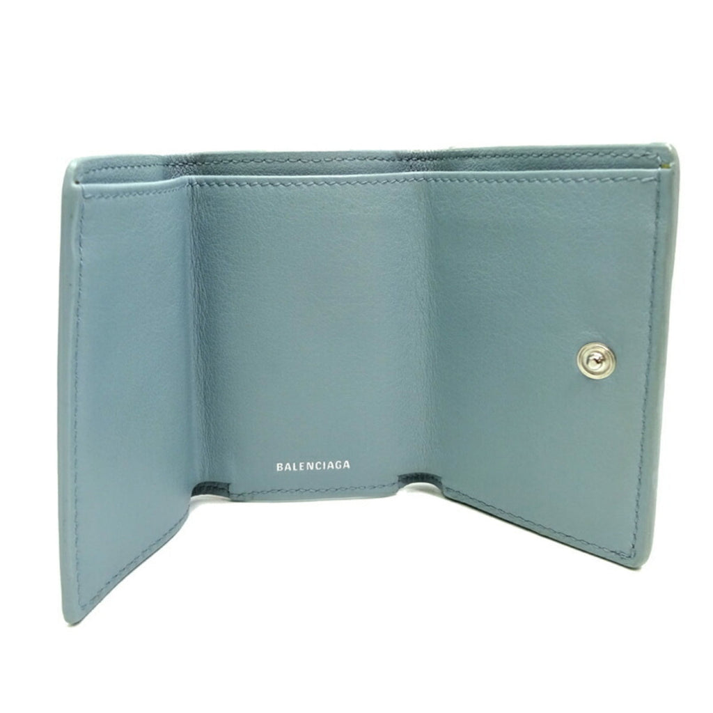 Balenciaga Light Blue Leather Wallet (Tri-Fold)