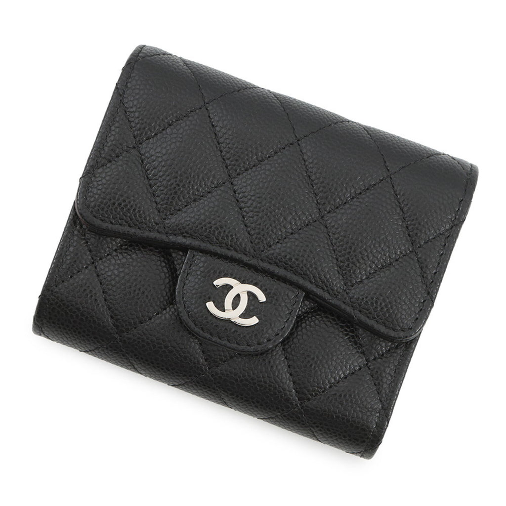 Chanel Black Grained Calfskin Wallet (Tri-Fold)