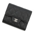 Chanel Black Grained Calfskin Wallet (Tri-Fold)