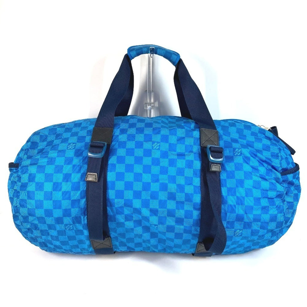 Louis Vuitton Black Blue Leather Nylon Boston Bag Shoulder Bag